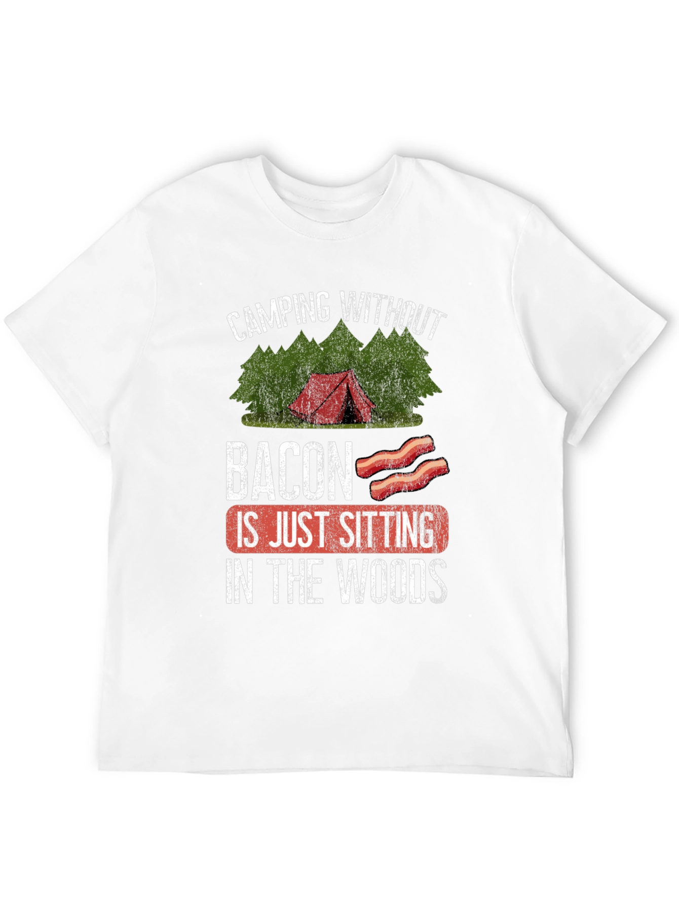 Black Camping Without Bacon Graphic T-Shirt view 12