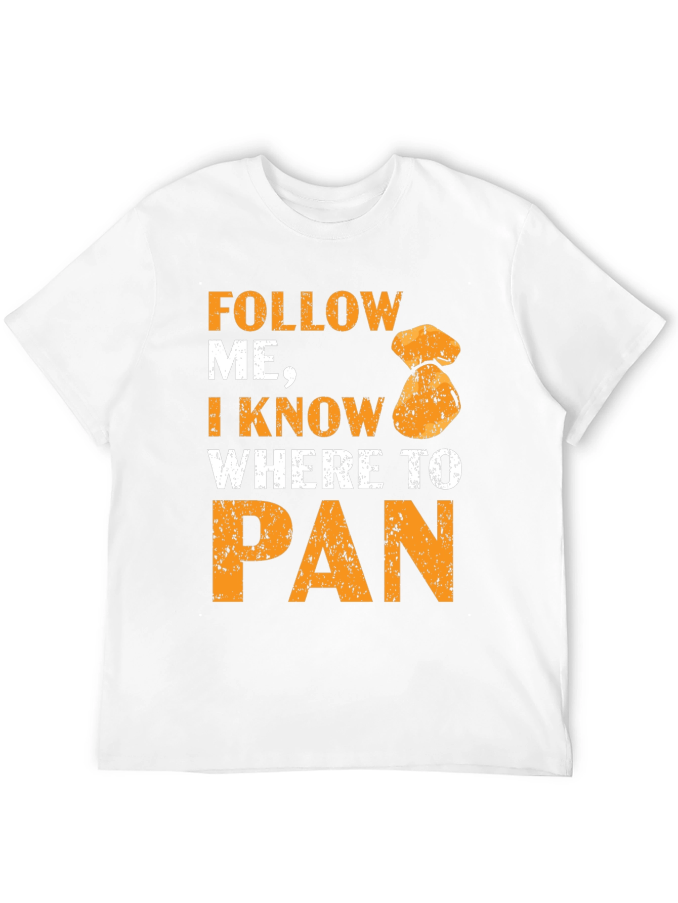 Black Follow Me I Know Where To Pan T-Shirt Gold Panning view 12