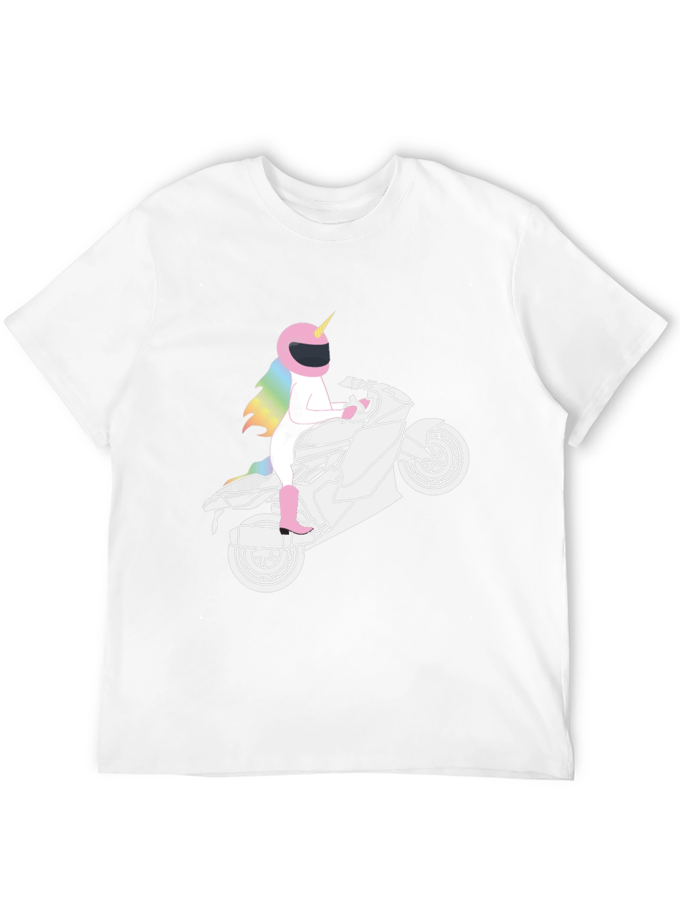 Black Unicorn Motorcycle Graphic Tee - Black Cotton view 12