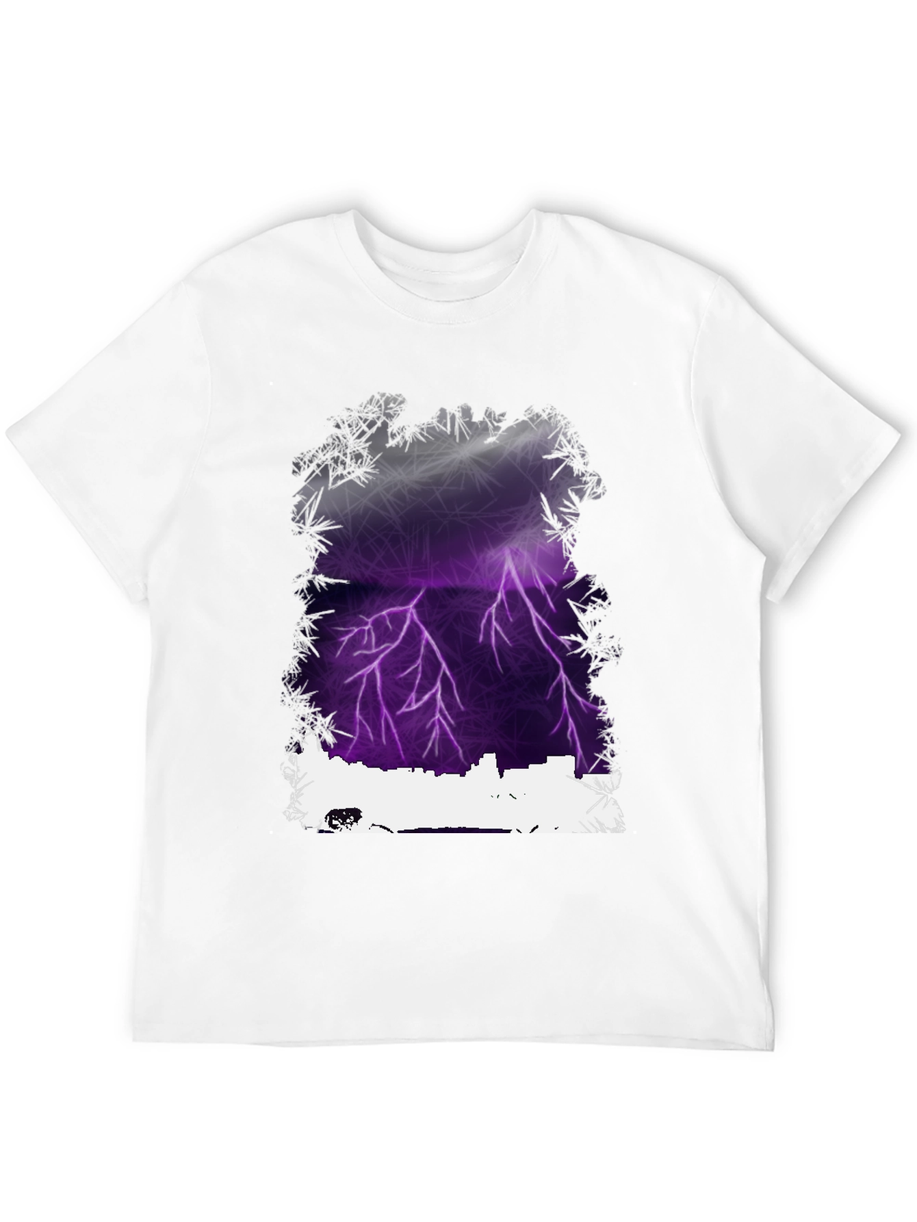 Black Lightning Cityscape Graphic Tee - Men's Black T-Shirt view 12