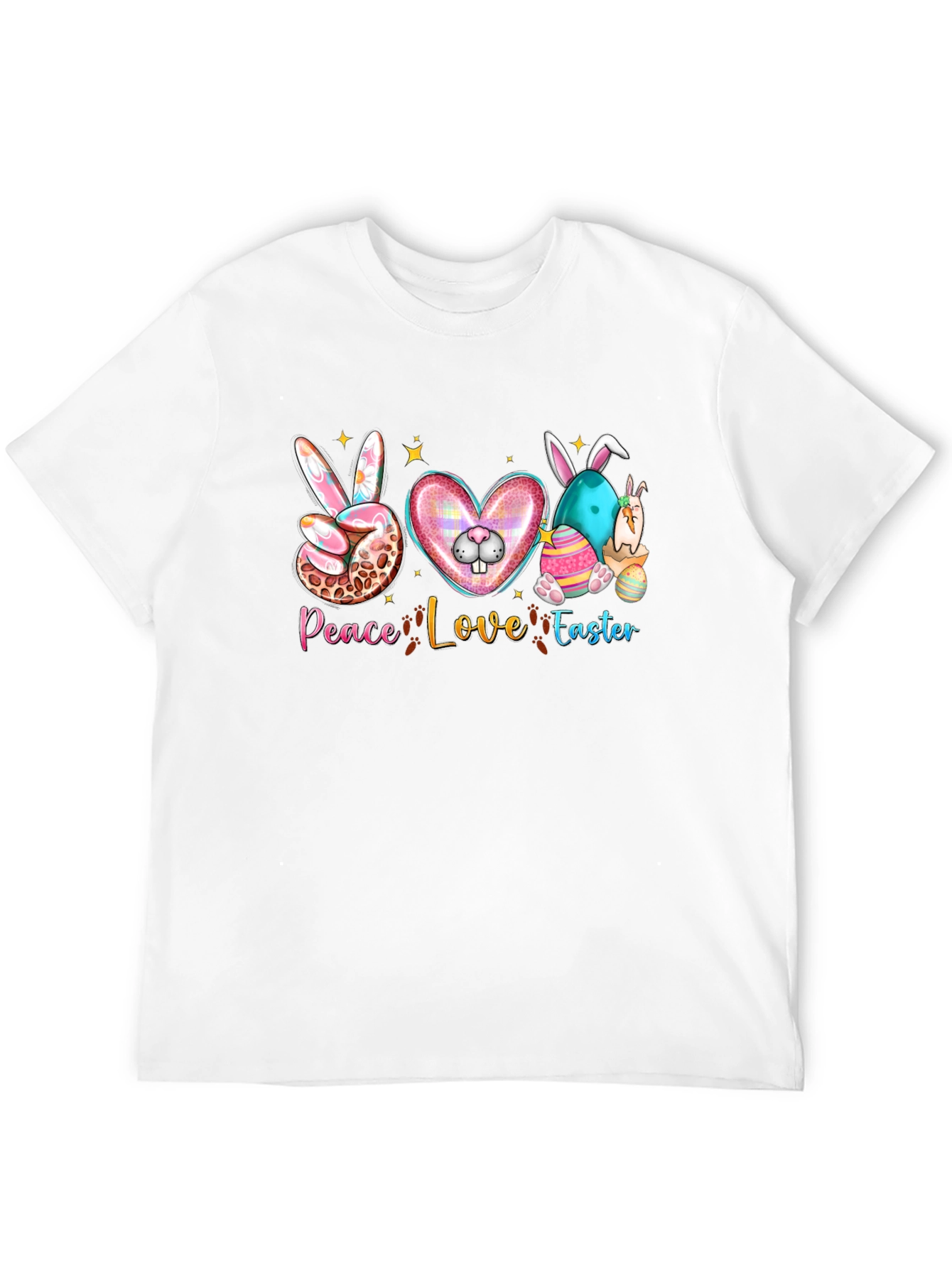 Camiseta Negra "Peace Love Easter" Diseño Festivo