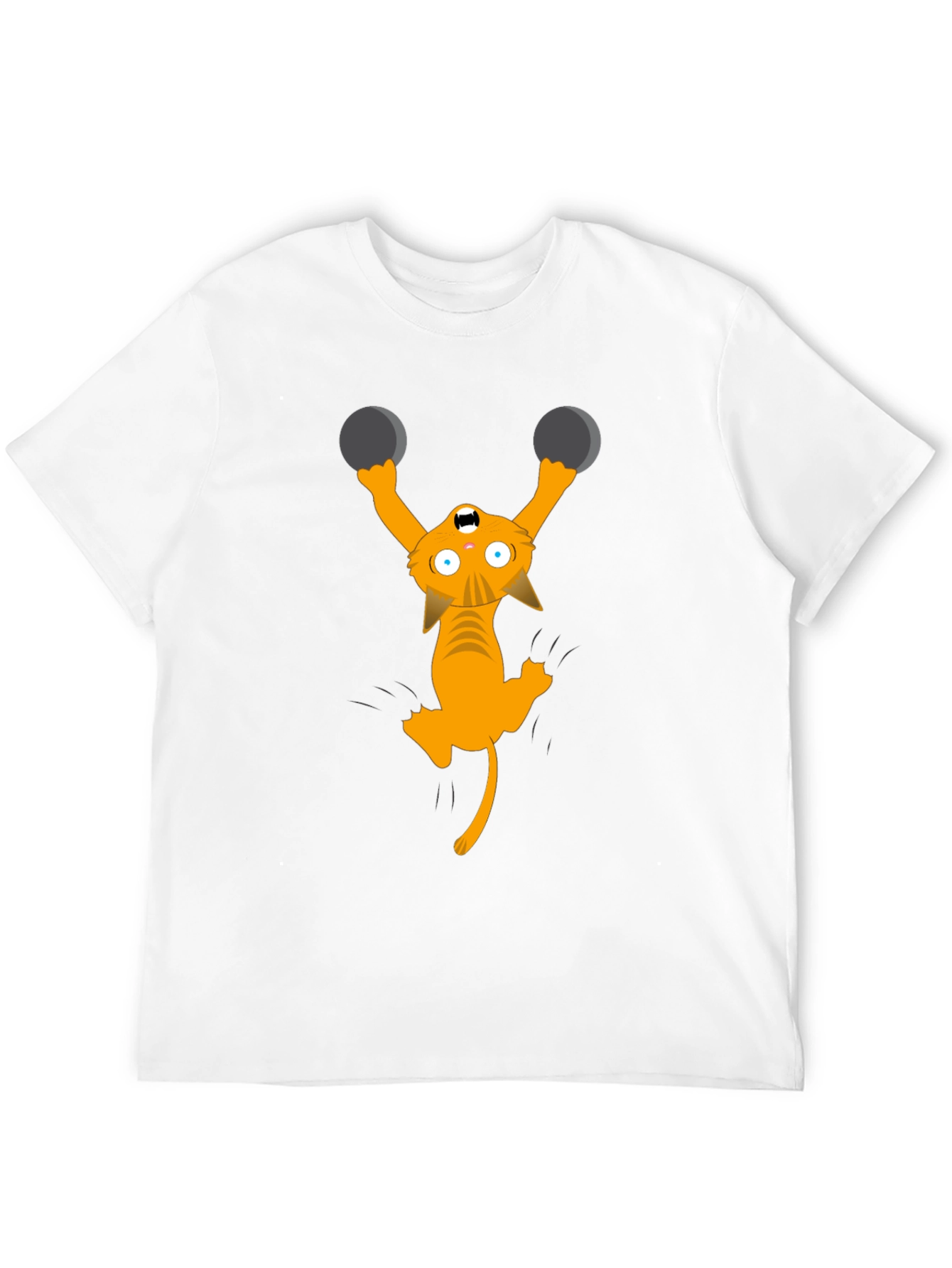 Black Funny Cat Lifting Weights Graphic T-Shirt view 12