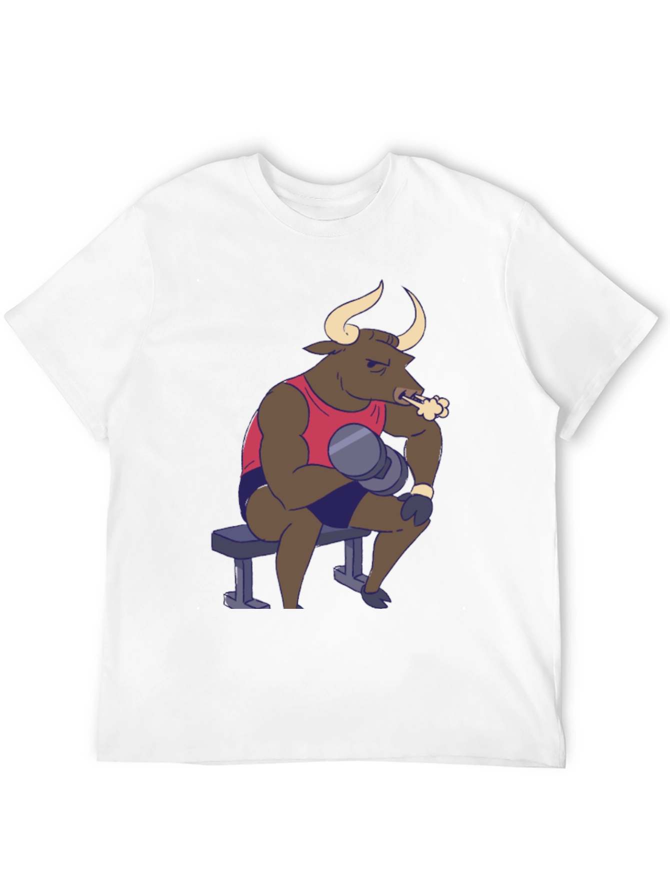 Black Funny Bull Lifting Weights T-Shirt view 12