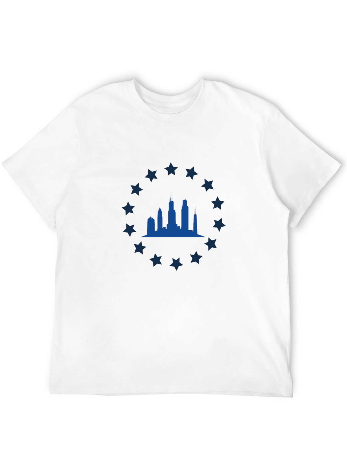 Black Chicago Skyline Star Tee - Classic Black Graphic T-Shirt view 12
