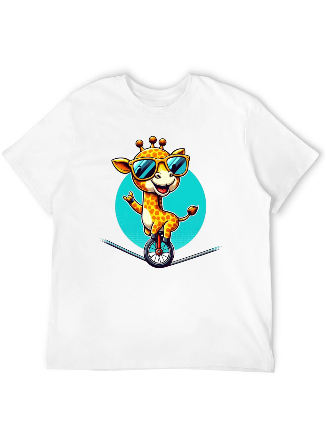 Black Cool Giraffe Unicycle T-Shirt view 12