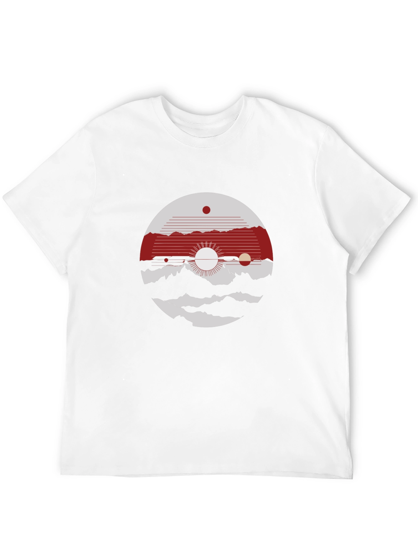 Black Abstract Graphic Tee: Mountain & Sun Design view 12