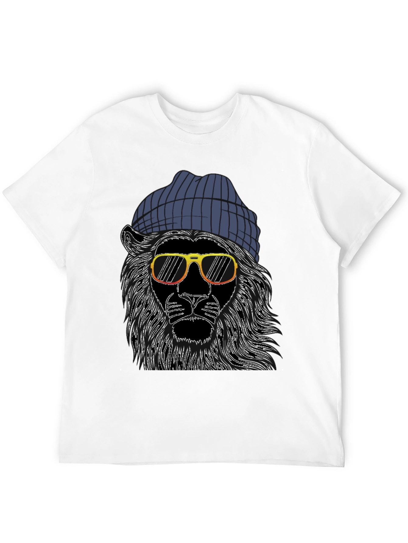 Black Cool Lion Graphic Tee - Men's Black T-Shirt view 12