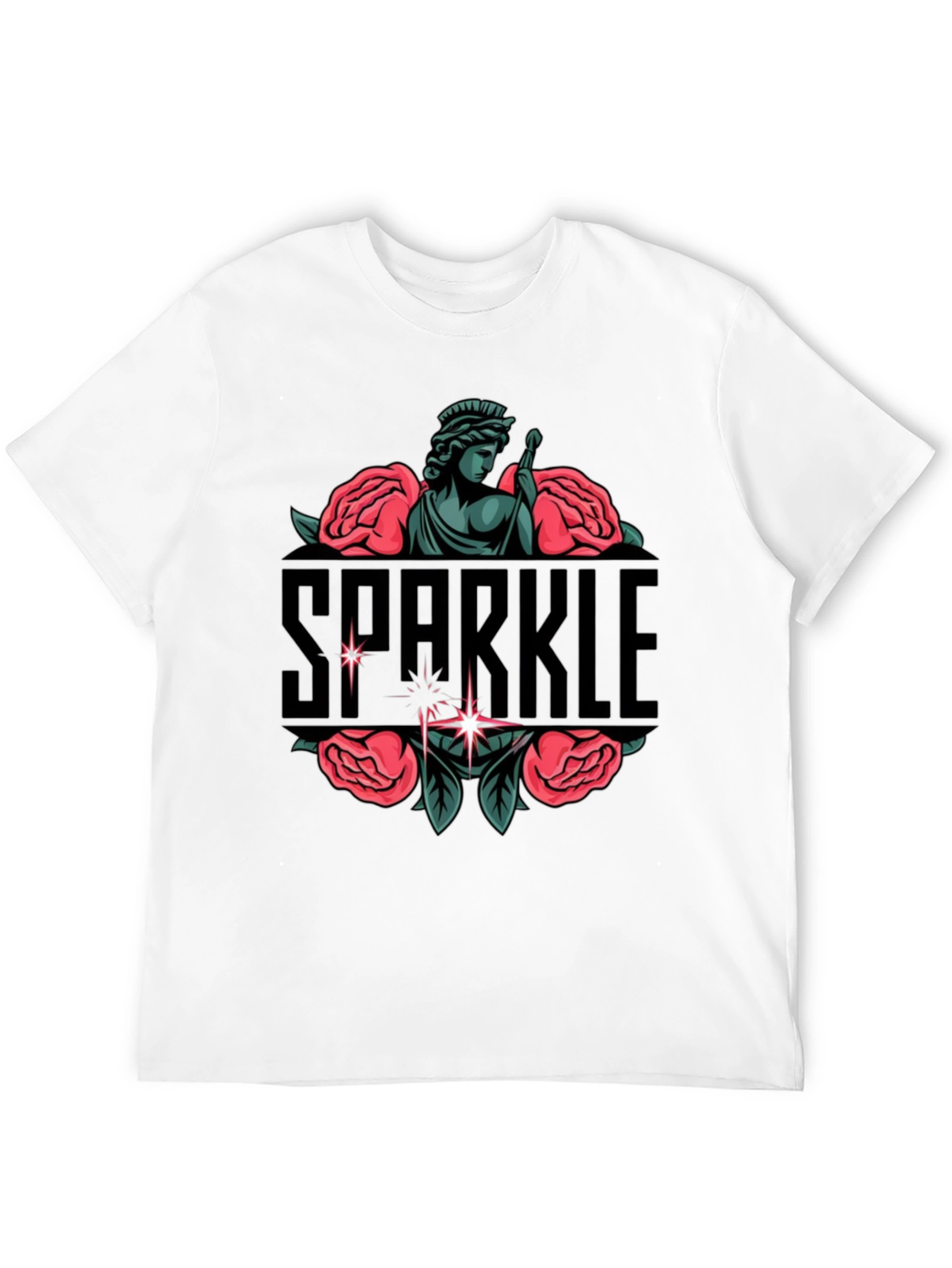 Black Sparkle Statue Graphic Black Tee view 12