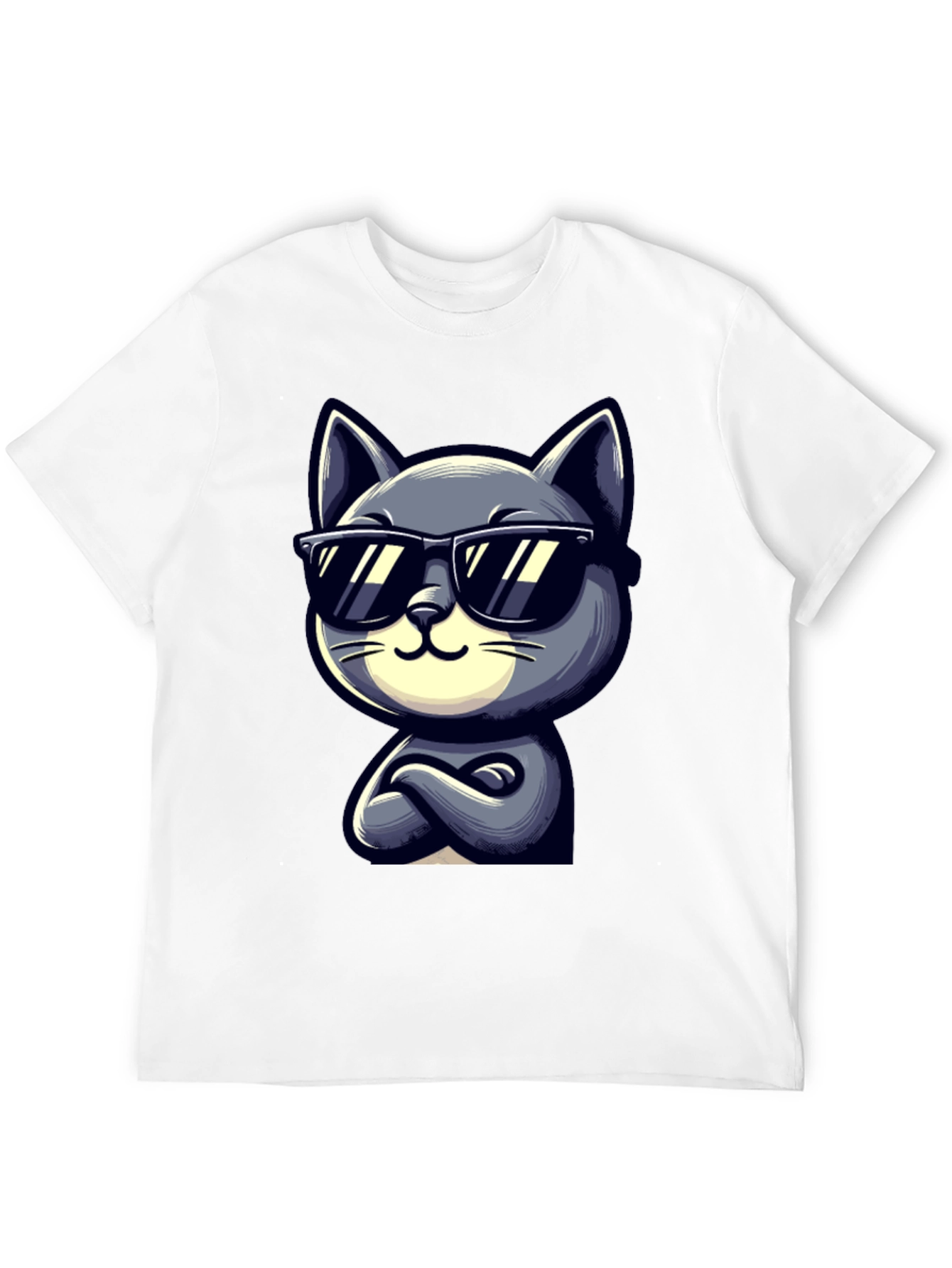 Black Cool Cat Cartoon Graphic T-Shirt view 12