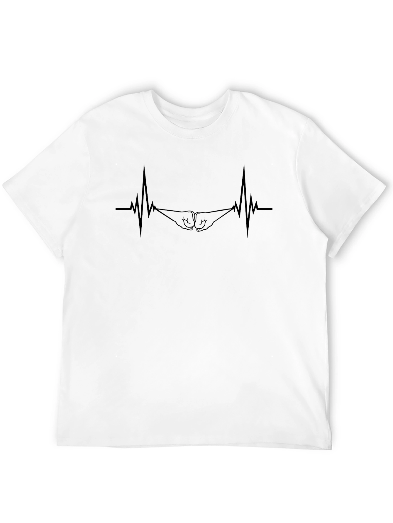 Black Fist Bump Heartbeat Graphic Tee - Black view 12