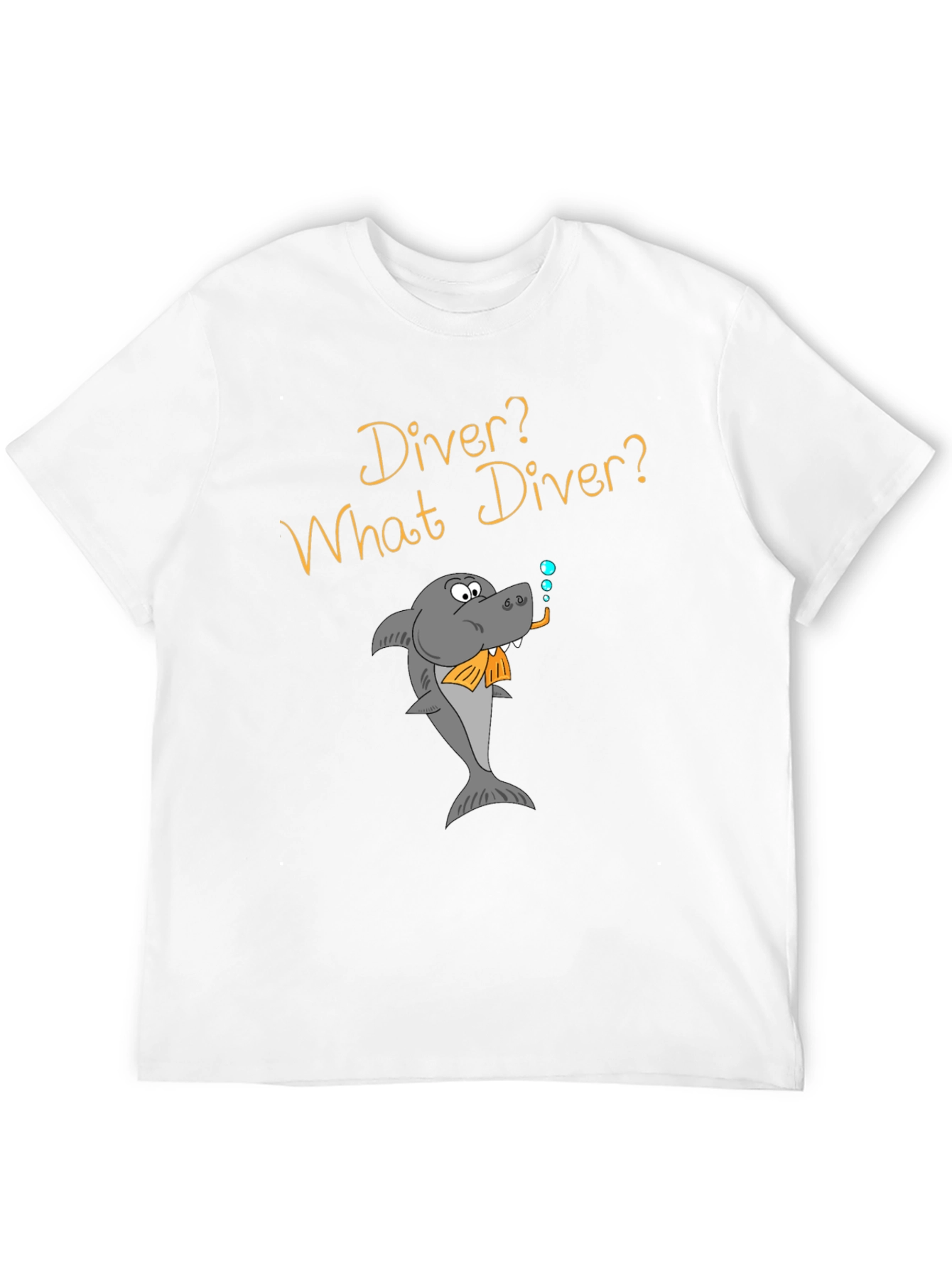 Black Humorous Diver Shark T-Shirt view 12
