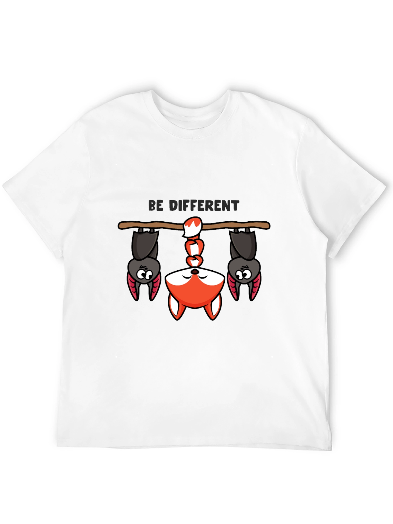 Black Be Different Bat and Fox Tee - Unique Graphic T-Shirt view 12