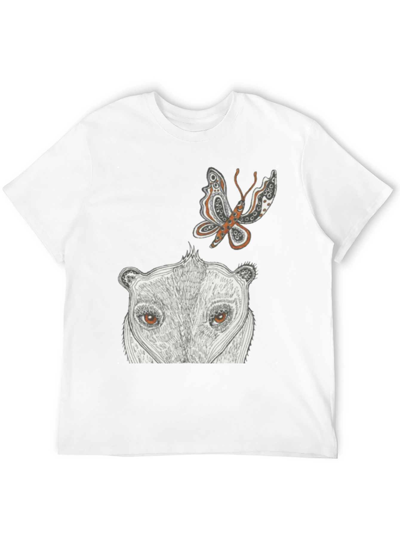 Black Artistic Graphic Tee - Butterfly & Animal Face view 12