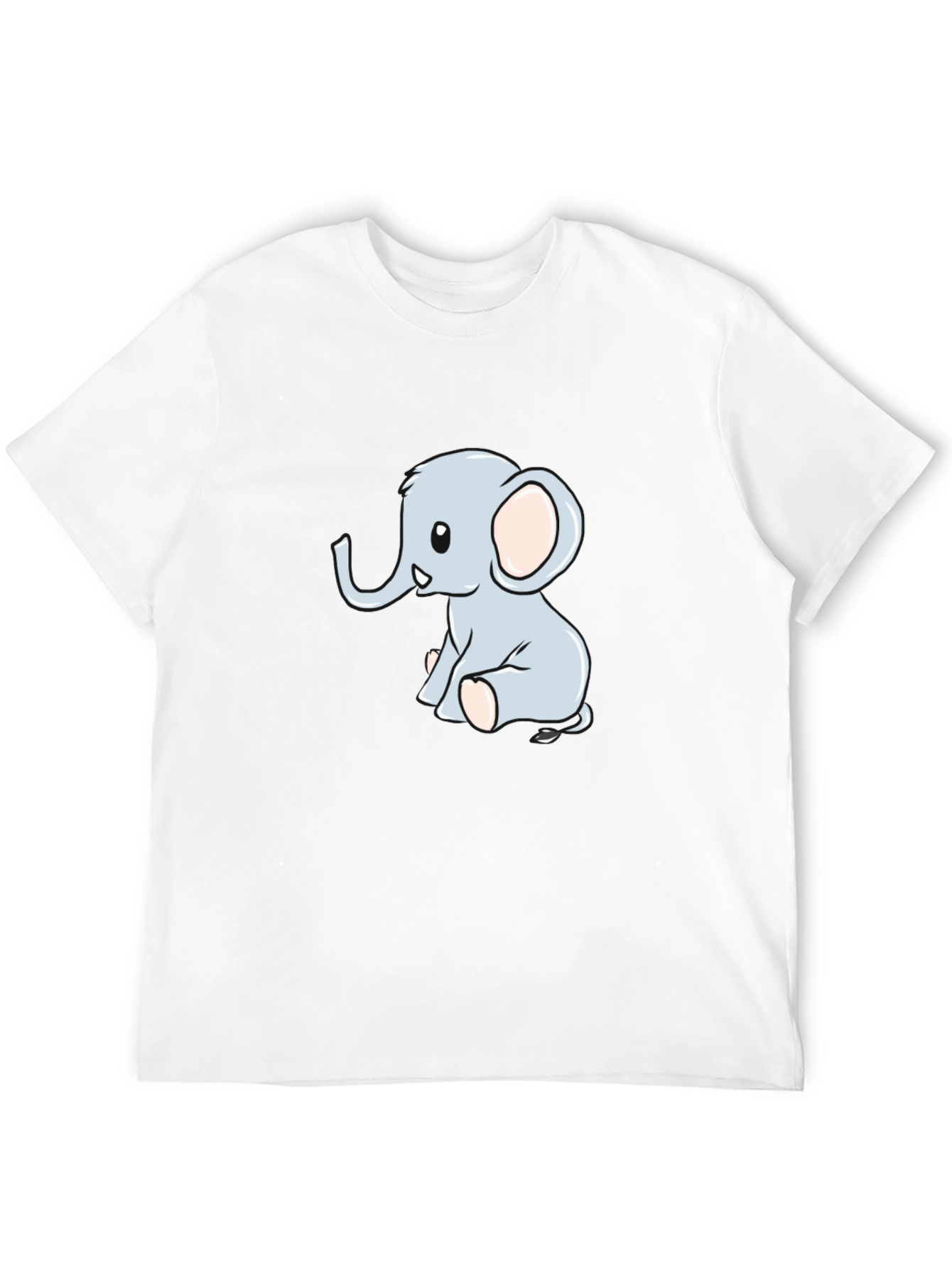 Black Cute Cartoon Elephant Black T-Shirt view 12