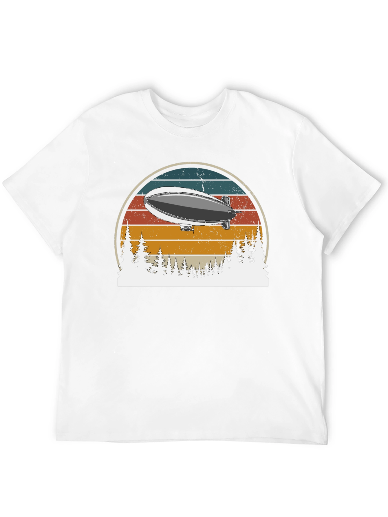 Black Vintage Airship Sunset T-Shirt view 12
