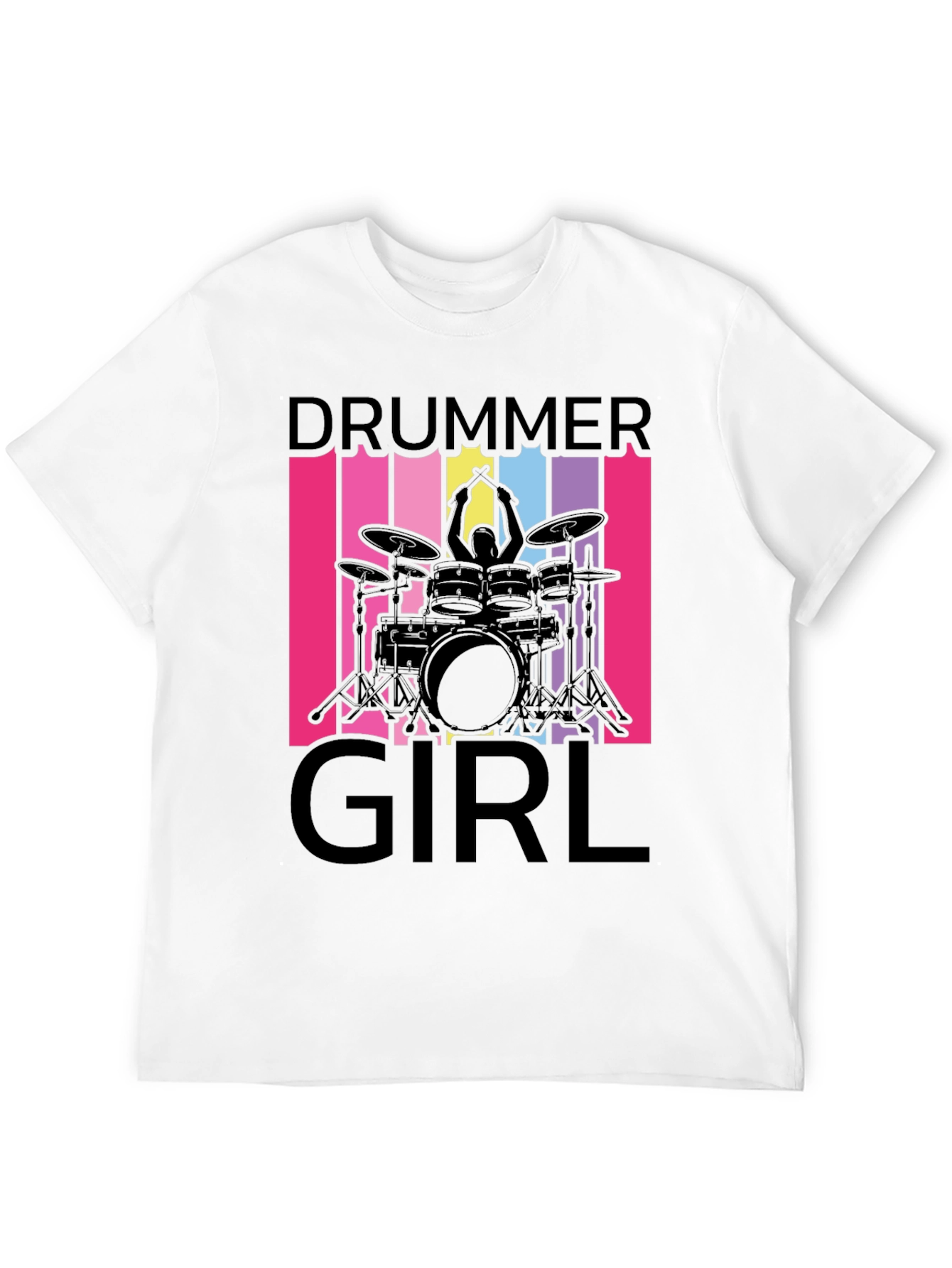 Black Drummer Girl T-Shirt - Music Lover Tee view 12