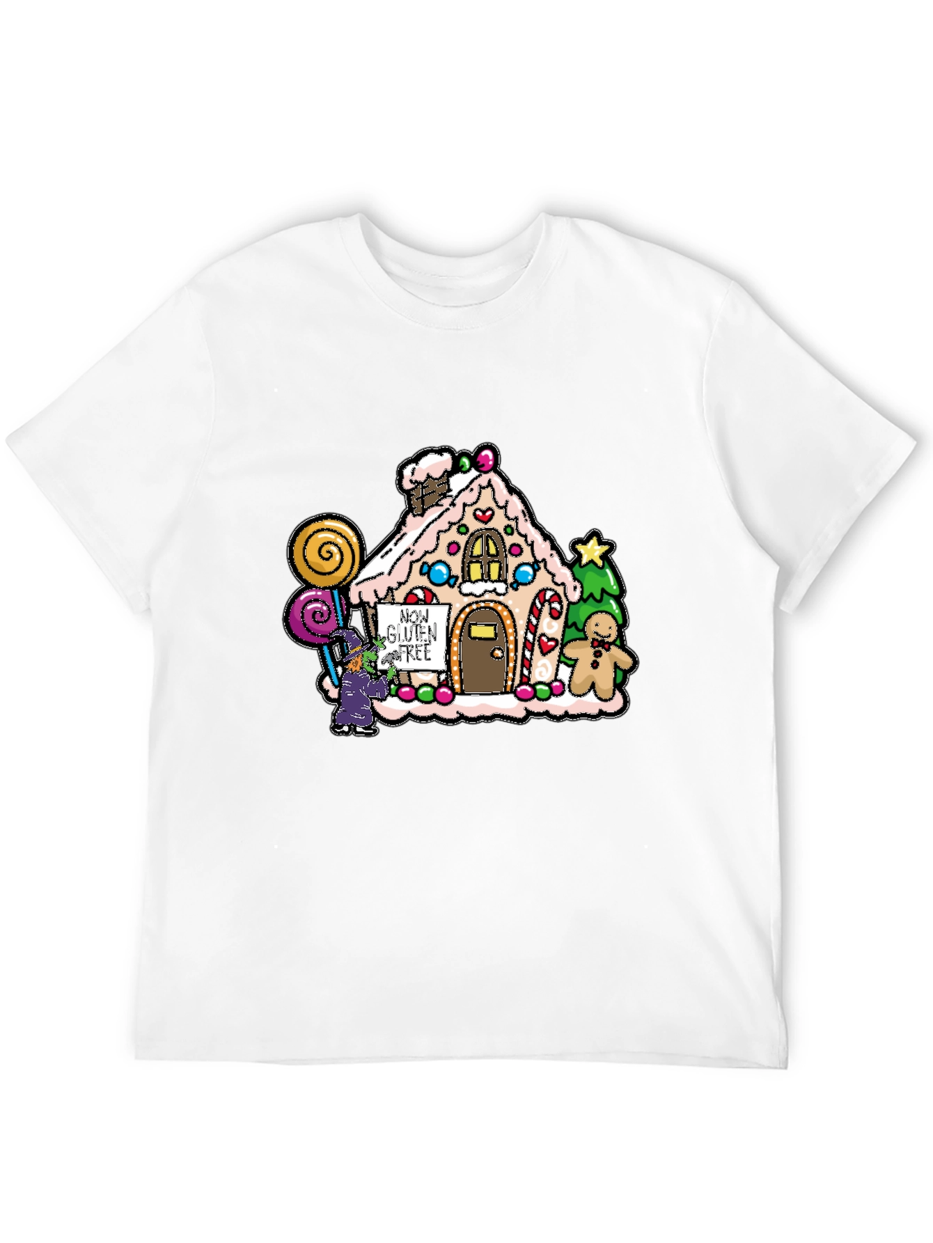 Black Gluten-Free Gingerbread House Graphic Tee view 12