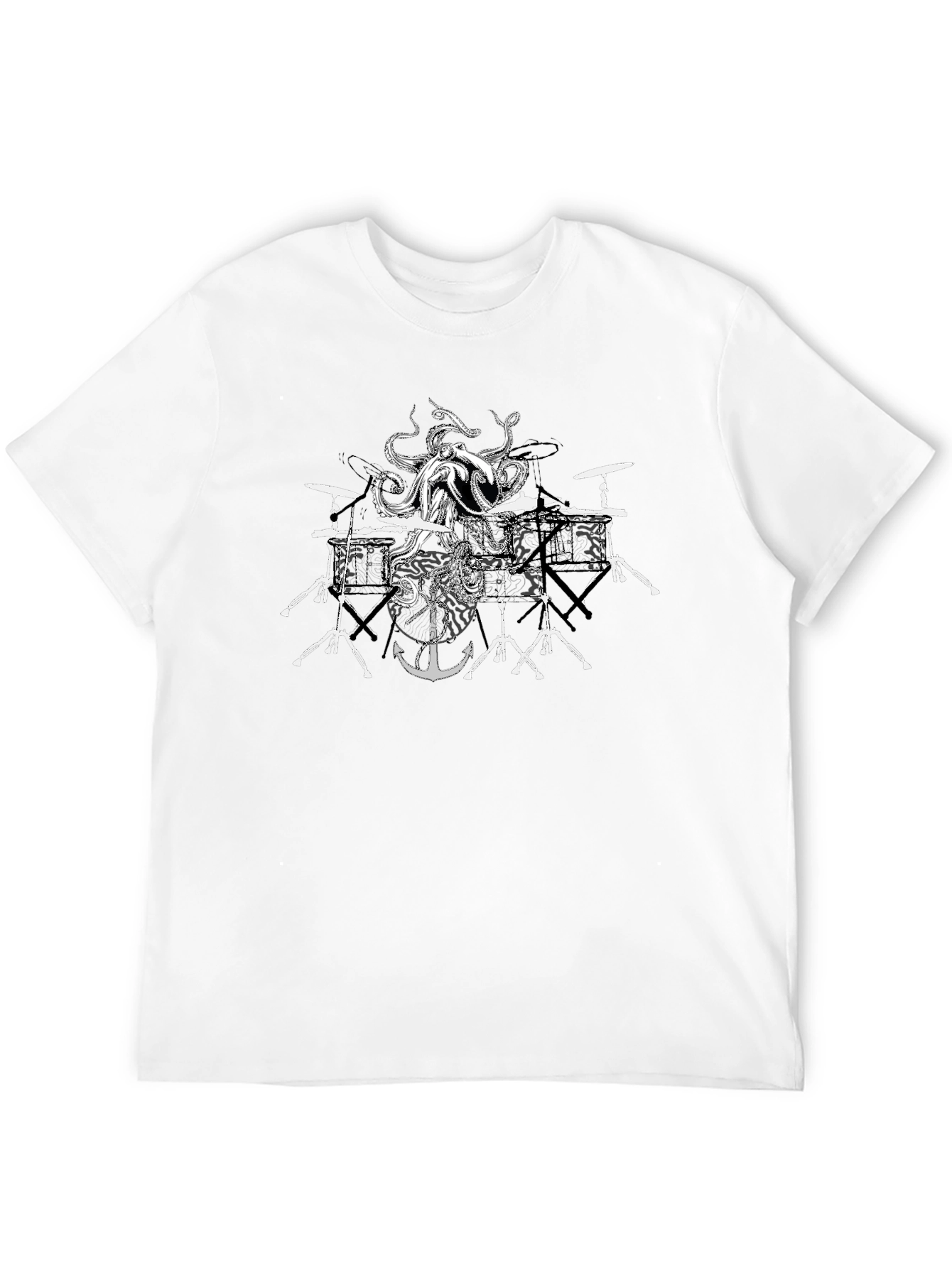 Black Octopus Drum Kit T-Shirt view 12