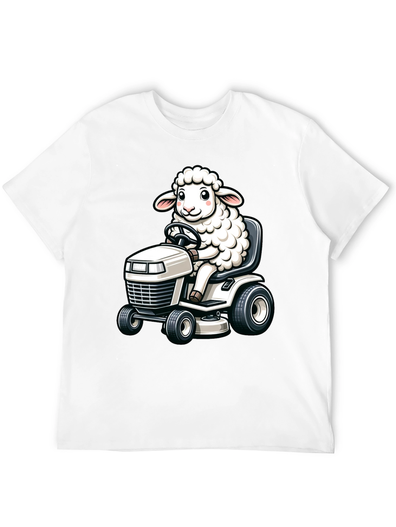 Black Sheep on Lawn Mower T-Shirt - Black view 12