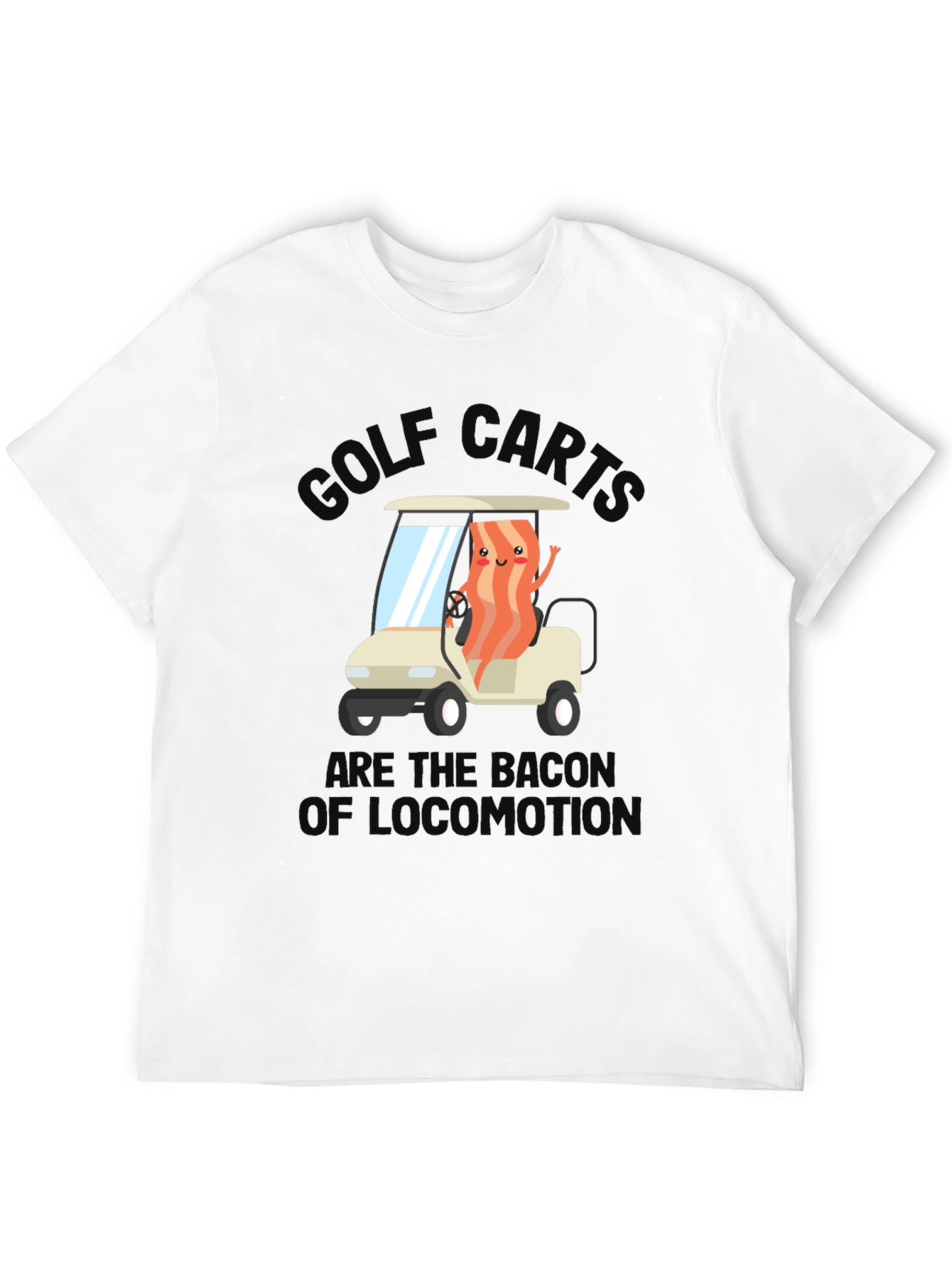 Black Golf Cart Bacon Funny Humor T-Shirt view 12