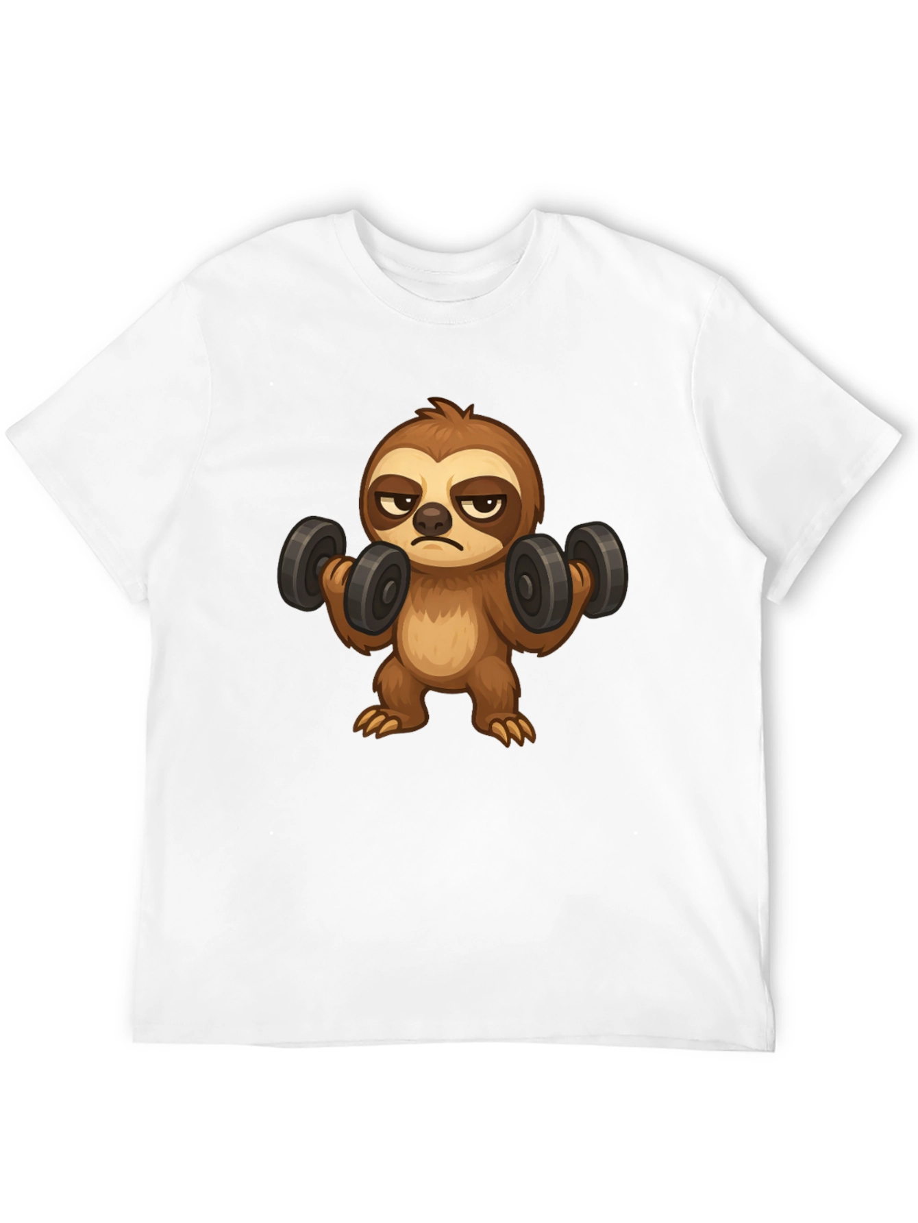 Black Sloth Lifting Weights Graphic T-Shirt view 12