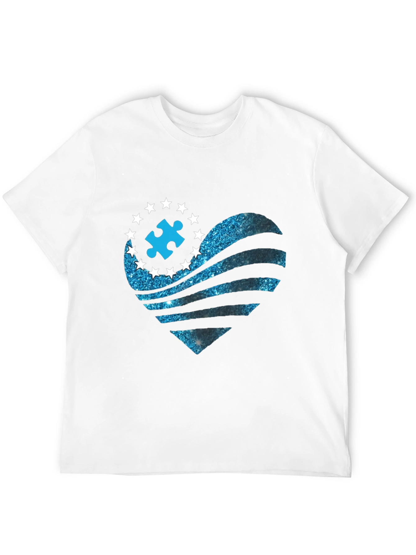 Black Autism Awareness Heart T-Shirt view 12