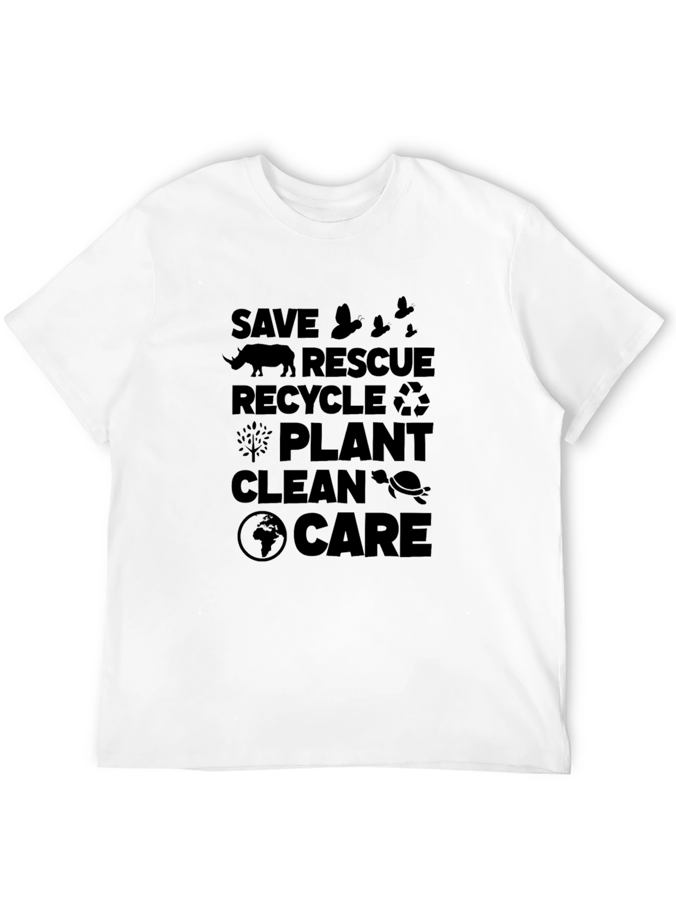 Black Eco-Friendly Save Rescue Recycle T-Shirt view 12