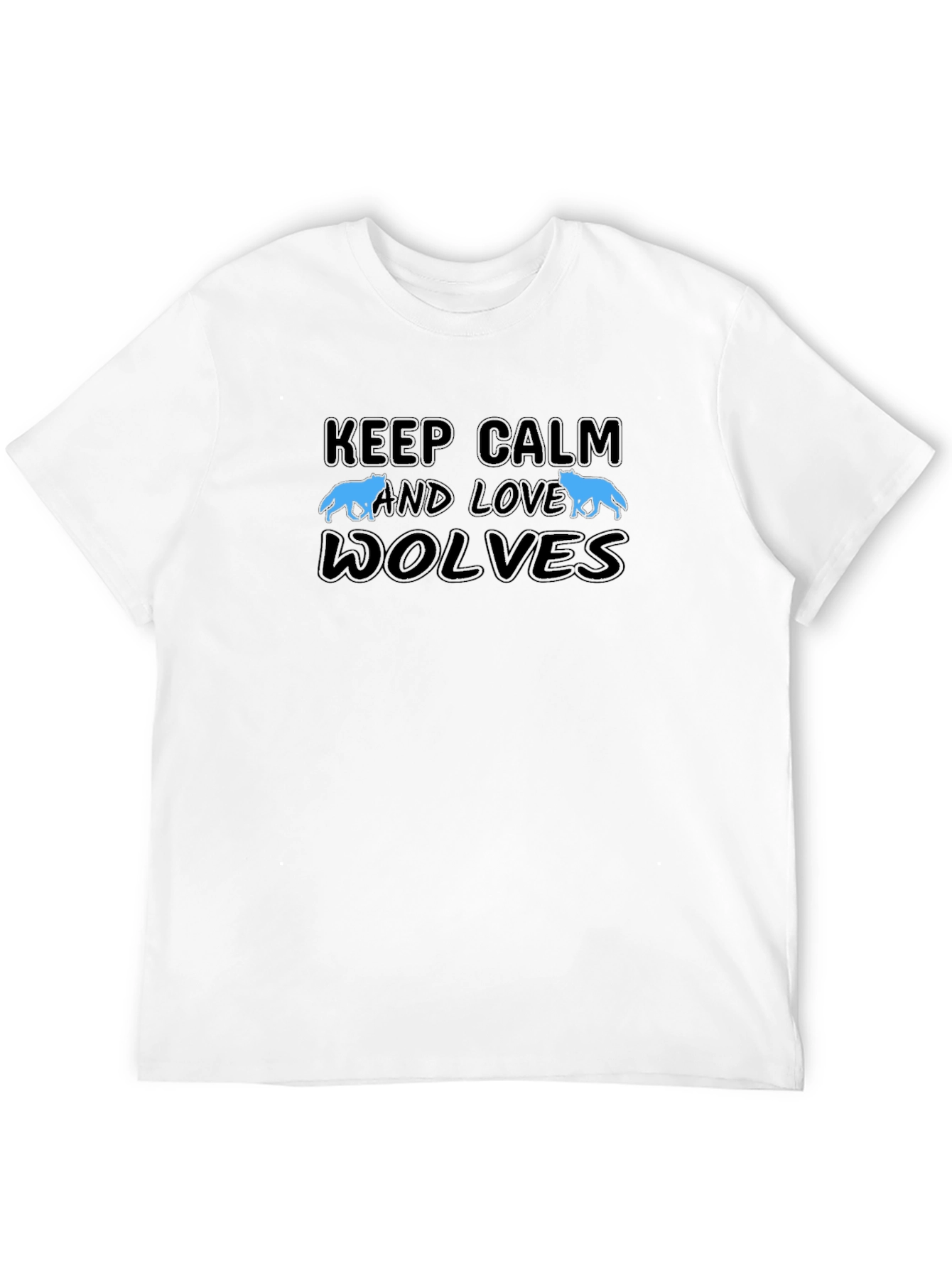 Black Keep Calm and Love Wolves Black T-Shirt view 12