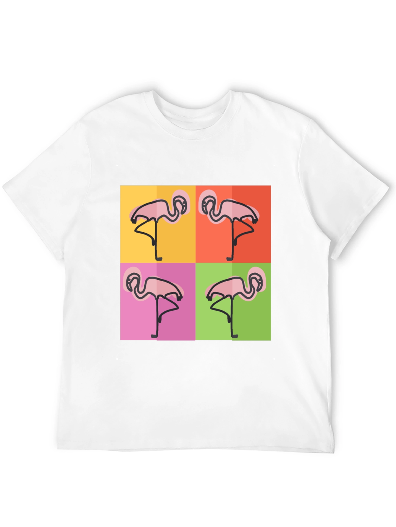 Black Funky Flamingo Pop Art Black T-Shirt view 12