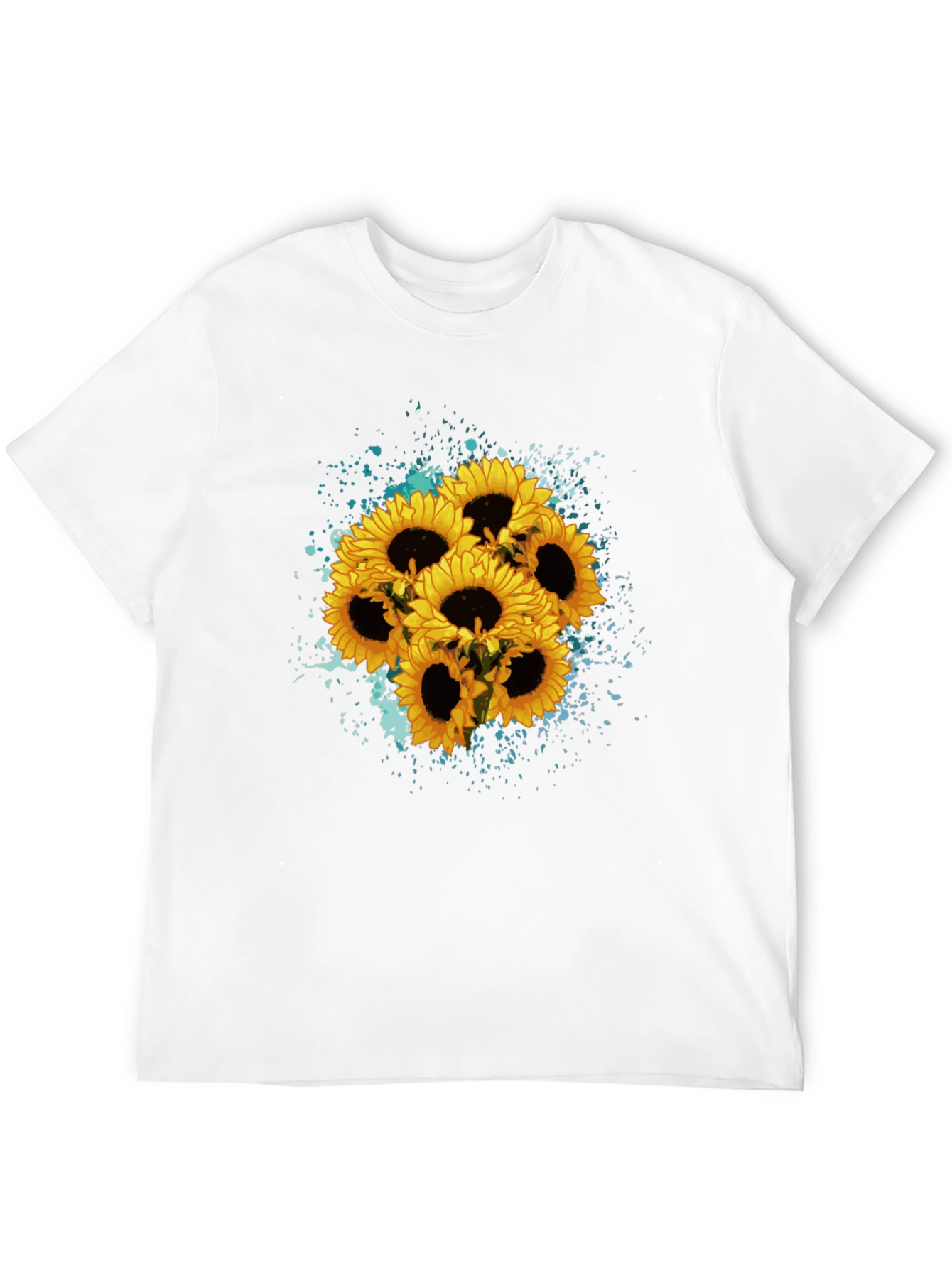 Black Sunflower Splash Black T-Shirt - Floral Graphic Tee view 12