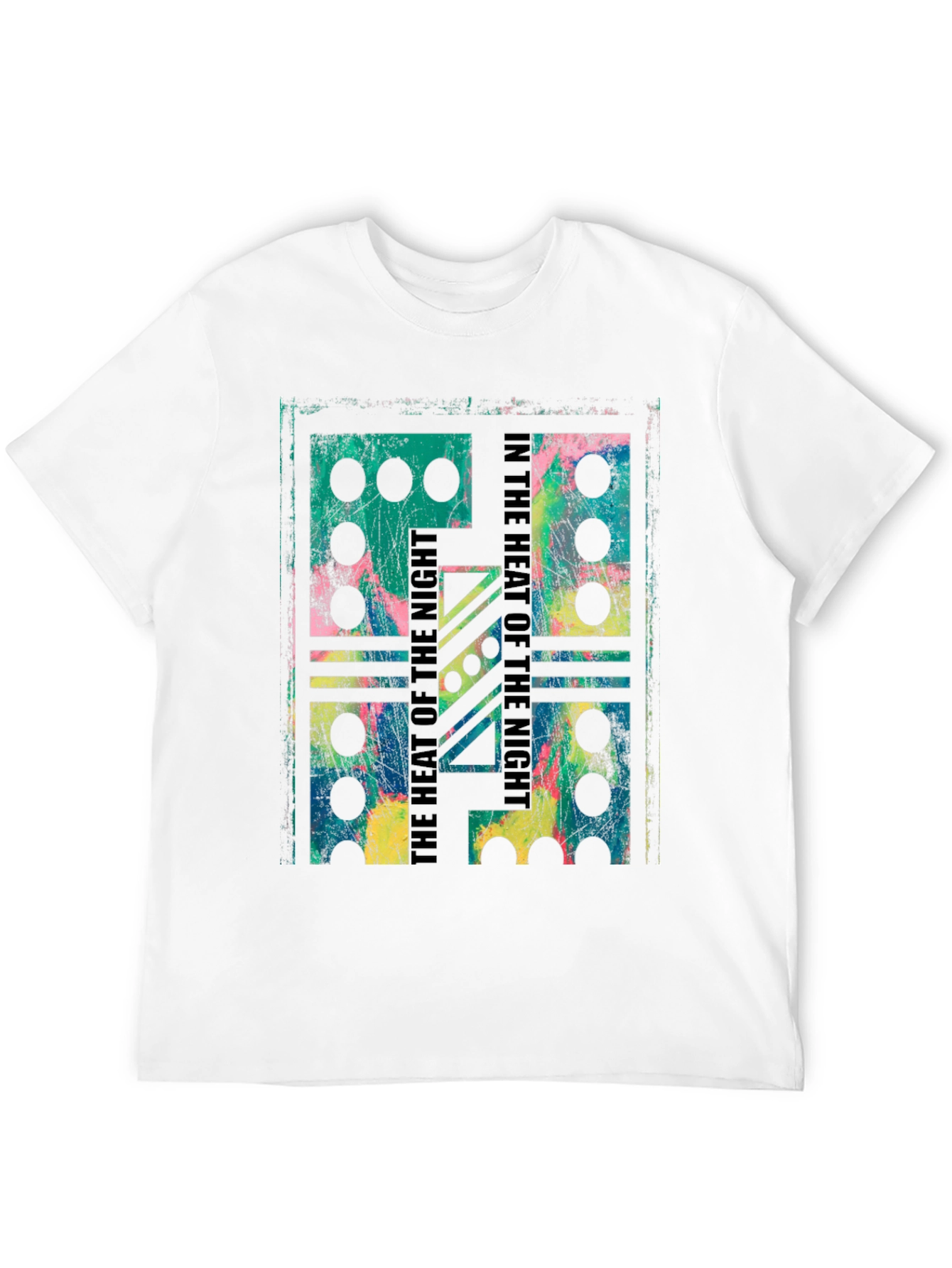 Black Abstract Domino T-Shirt - Heat of the Night Design view 12