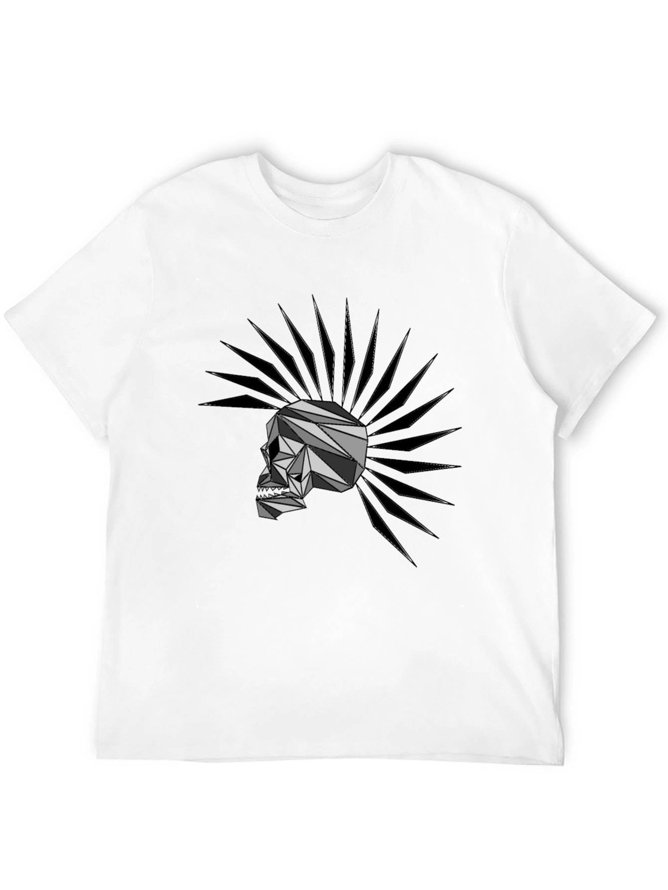 Black Geometric Punk Skull T-Shirt view 12