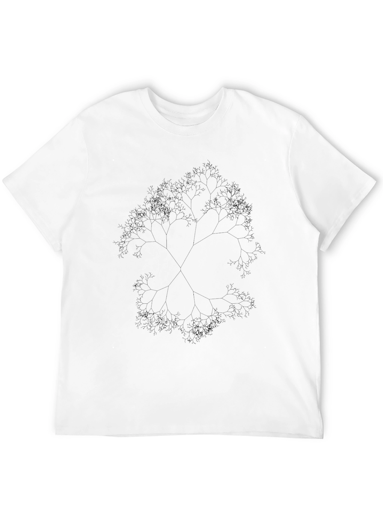 Black Fractal Tree Graphic Tee - Black Casual Top view 12