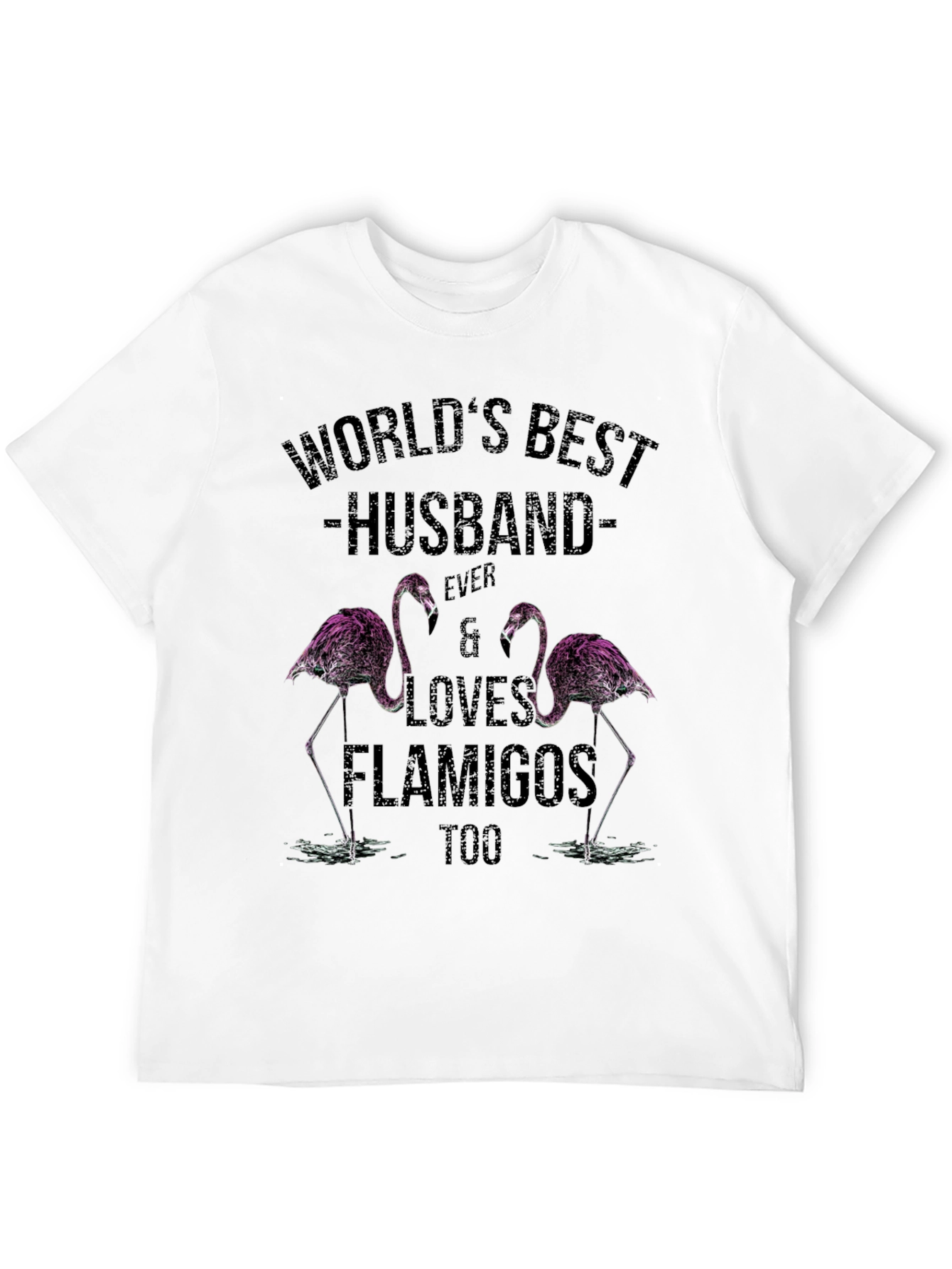 Black World's Best Husband Flamingo Graphic T-Shirt view 12