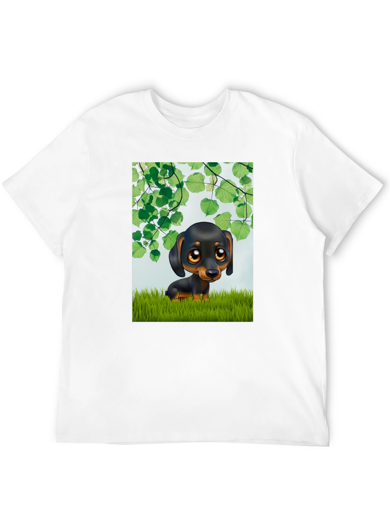 Black Cartoon Dachshund T-Shirt - Cute Dog Graphic Tee view 12