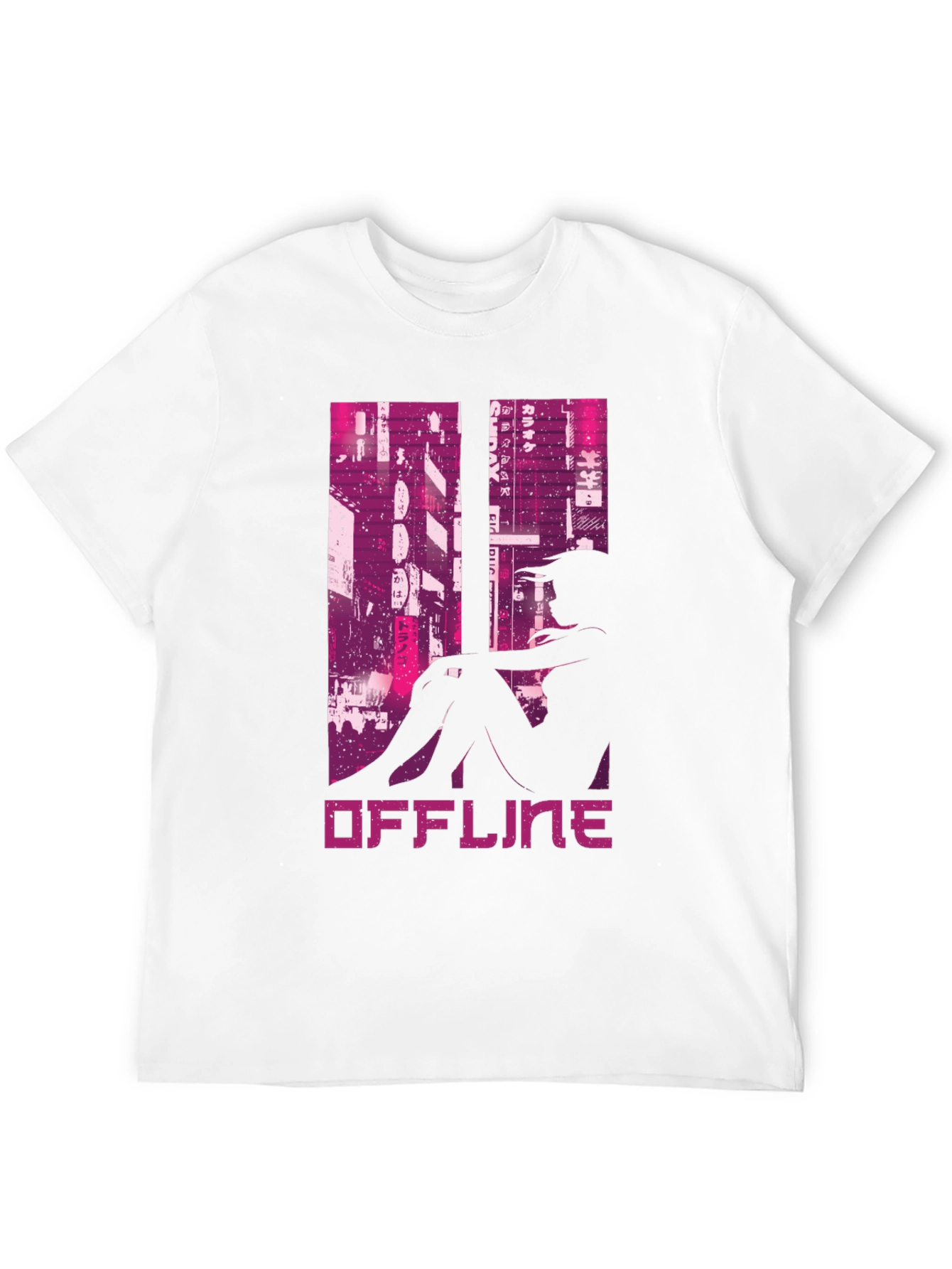 Black Offline Cyberpunk Style Graphic Tee view 12