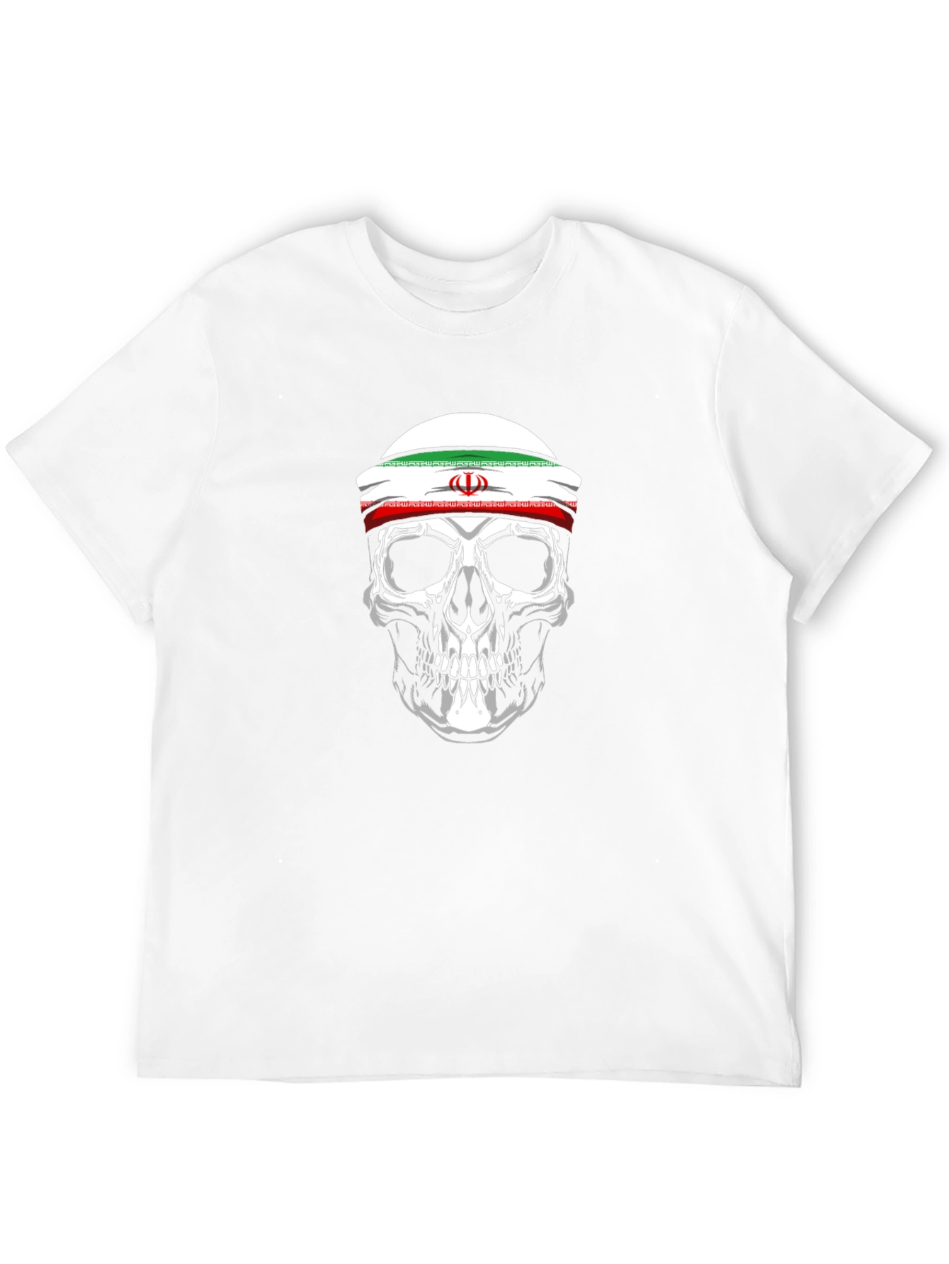 Black Skull with Iran Flag Headband Black T-Shirt view 12