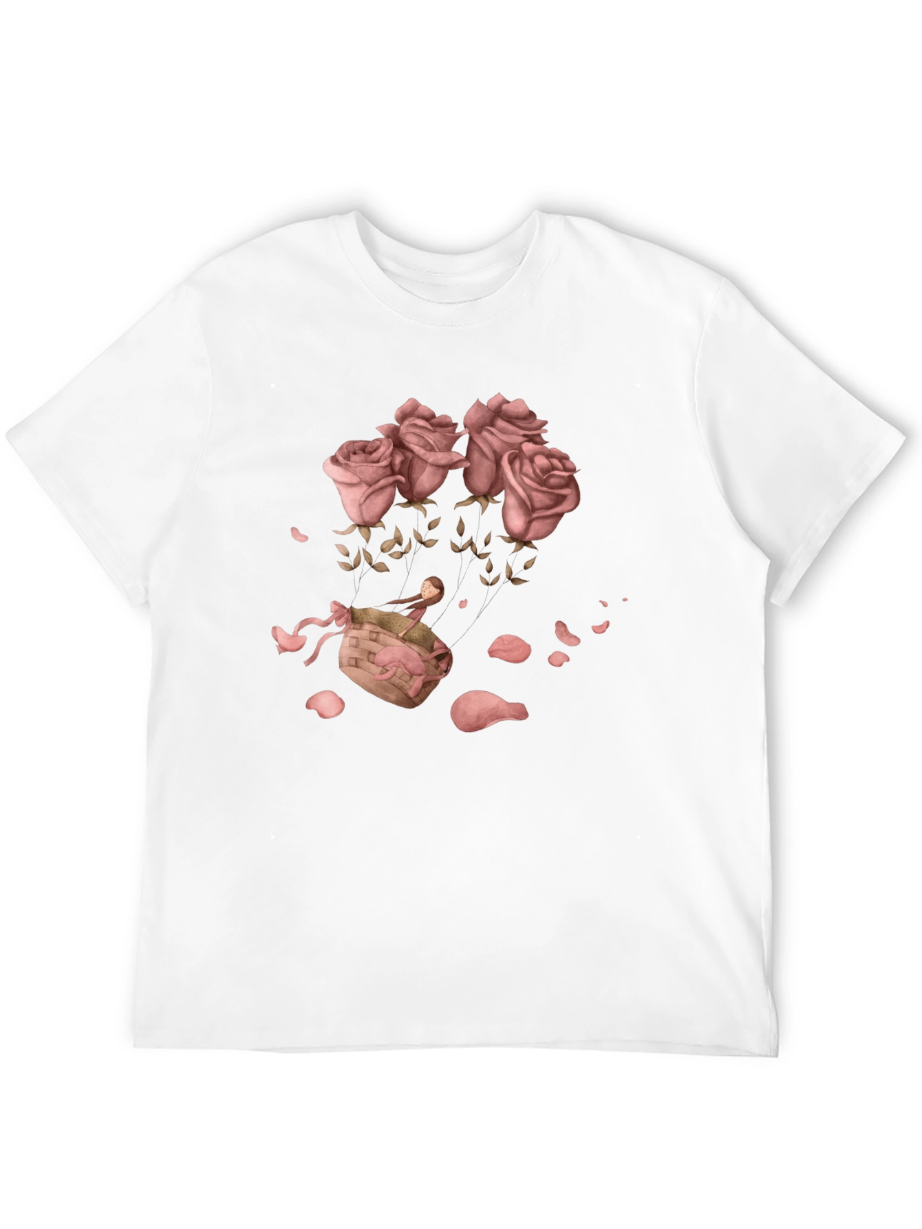 Black Floral Graphic T-Shirt - Rose Basket Design view 12