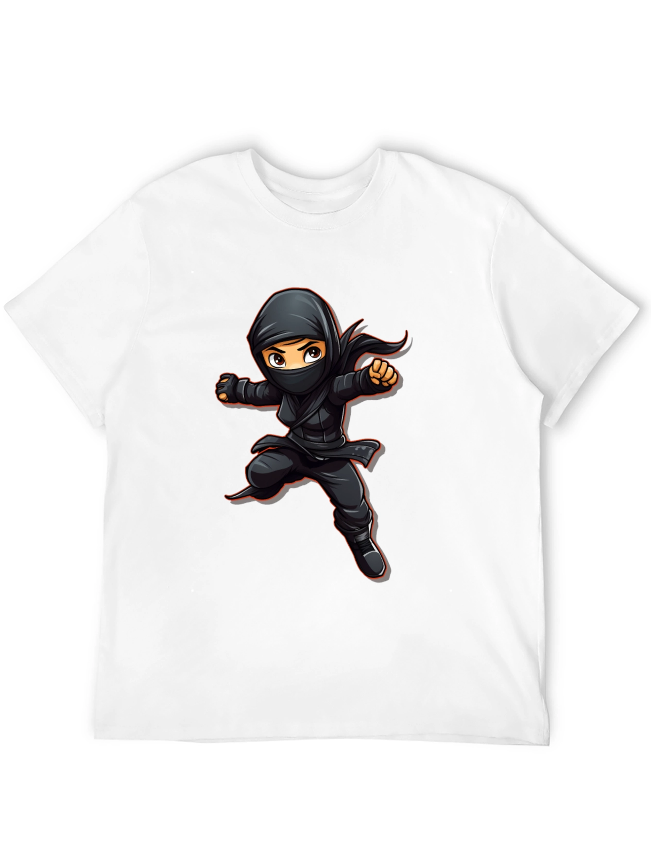 Black Ninja Cartoon Graphic Black T-Shirt view 12