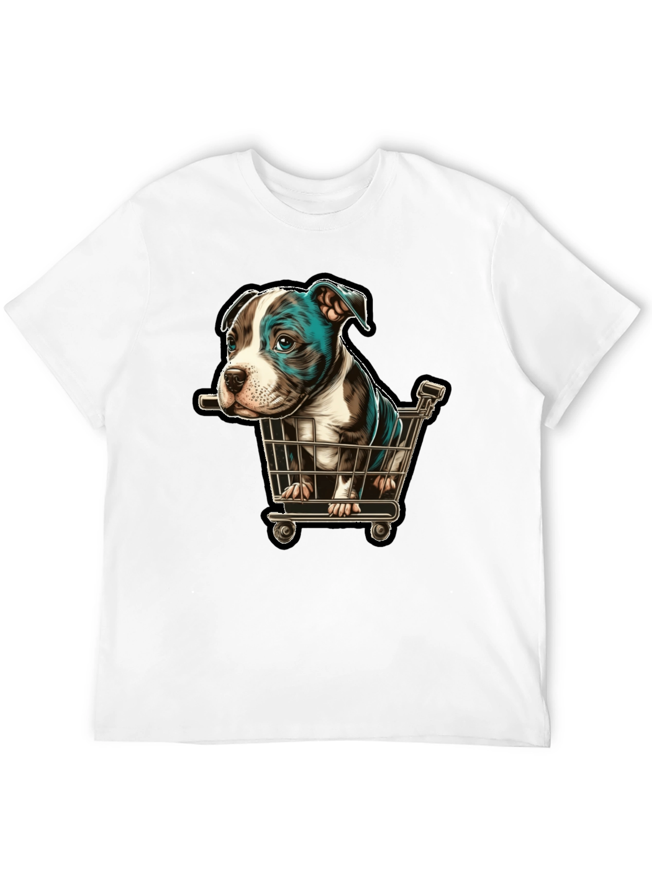 Black Puppy in Cart Graphic T-Shirt view 12