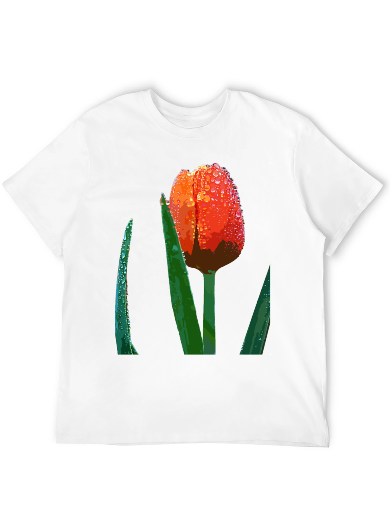 Black Tulip Dewdrop Graphic Tee - Unique Floral Design view 12