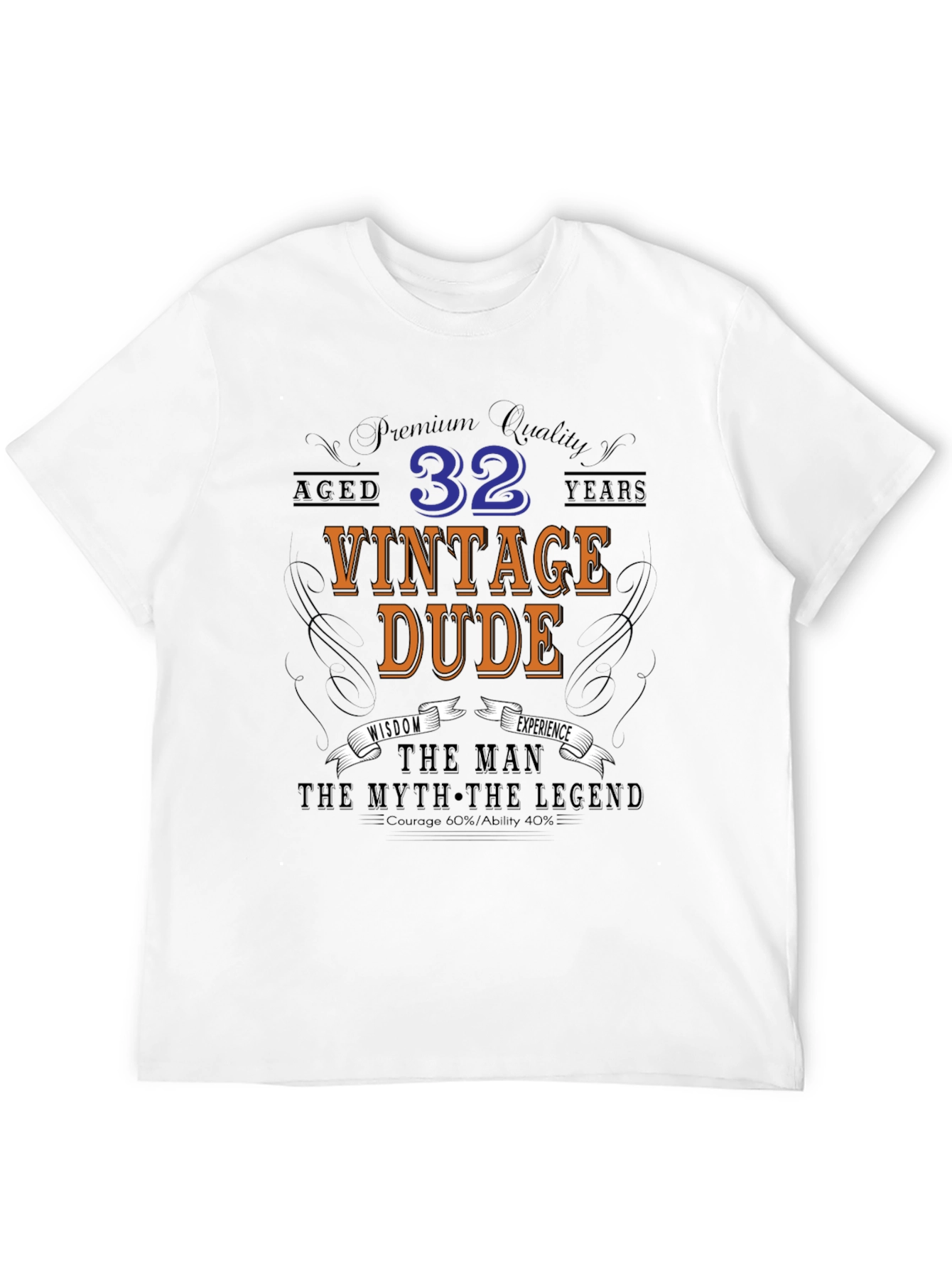 Black Vintage Dude 32 Years Old T-Shirt view 12