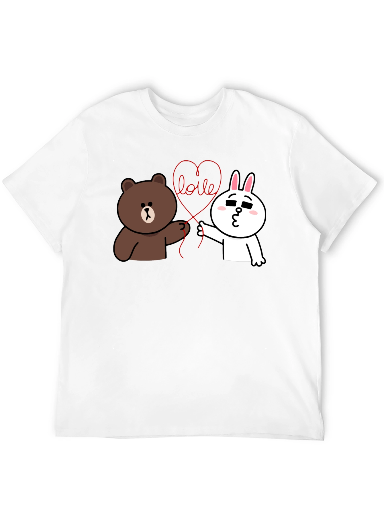 Black Cute Cartoon Love Graphic Black T-Shirt view 12