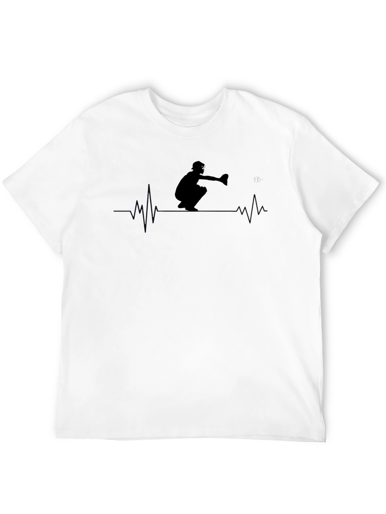Black Curling Heartbeat T-Shirt - Black Cotton Tee view 12