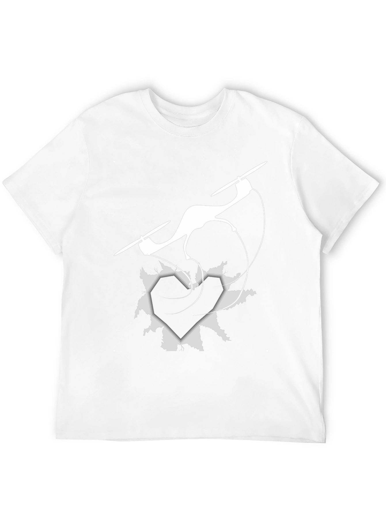 Black Drone Heart Graphic Tee - Black Crew Neck view 12