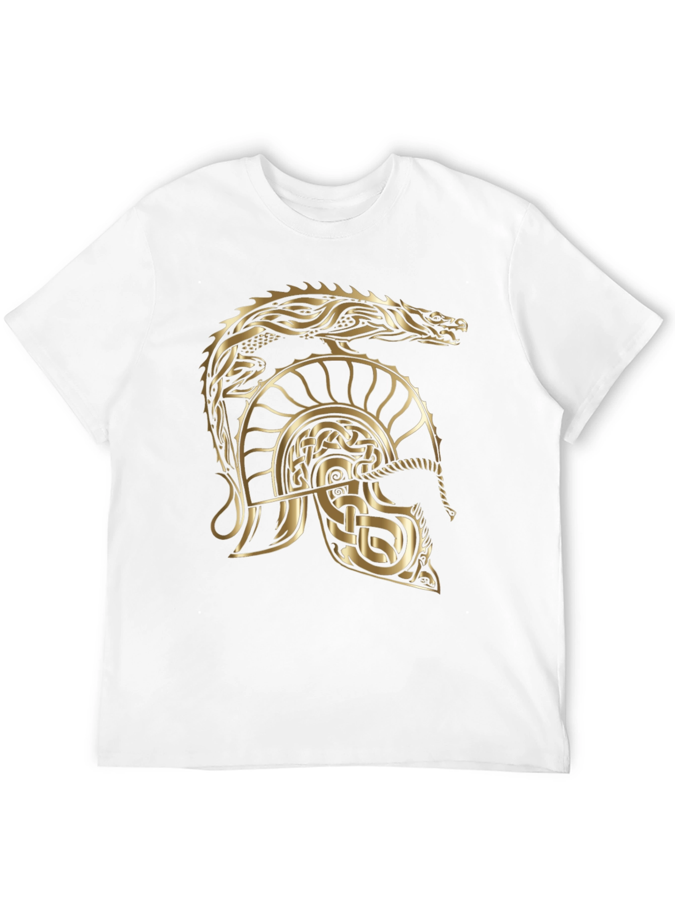 Black Viking Helmet Dragon Graphic T-Shirt view 12