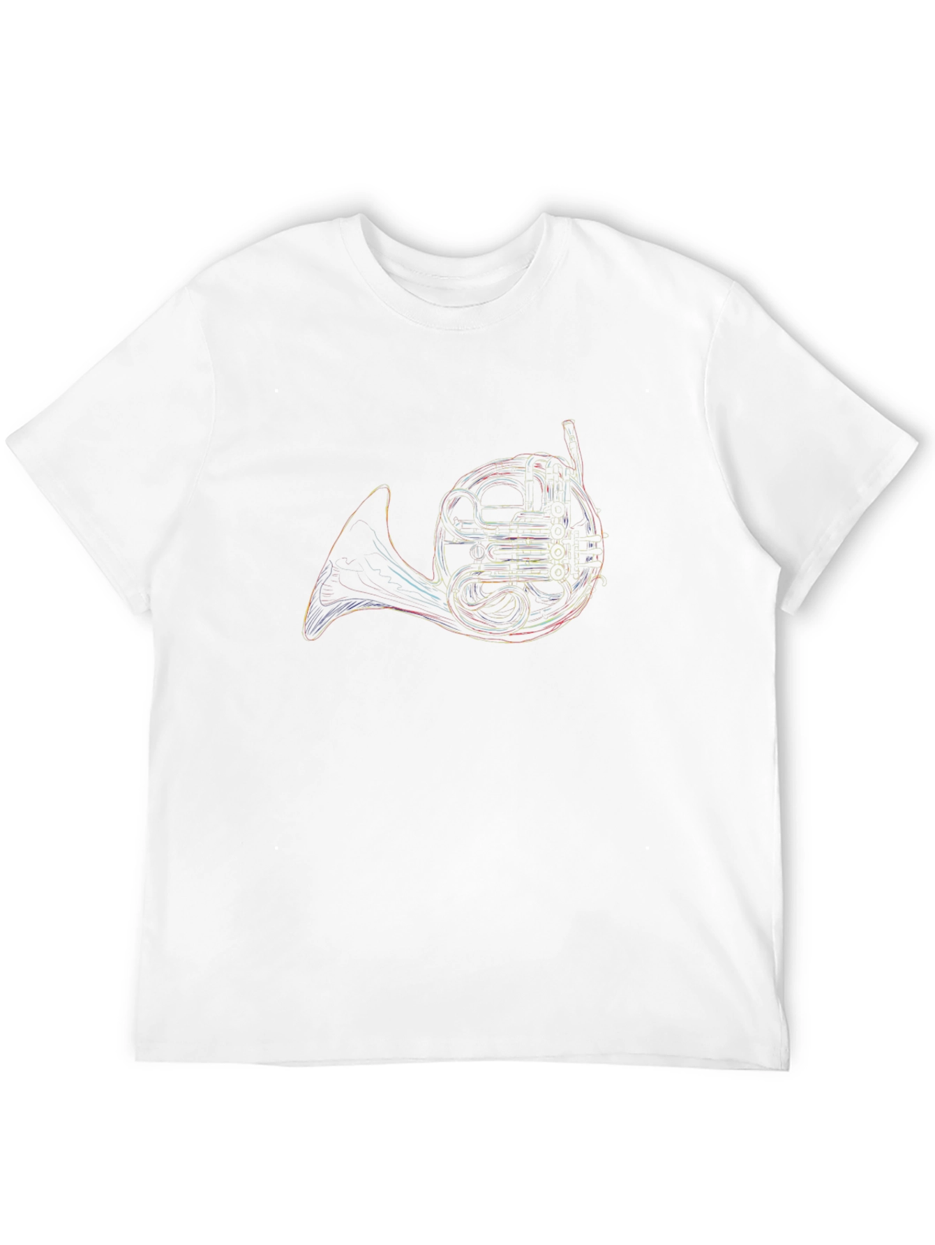 Black French Horn Outline Tee - Music Lover's T-Shirt view 12