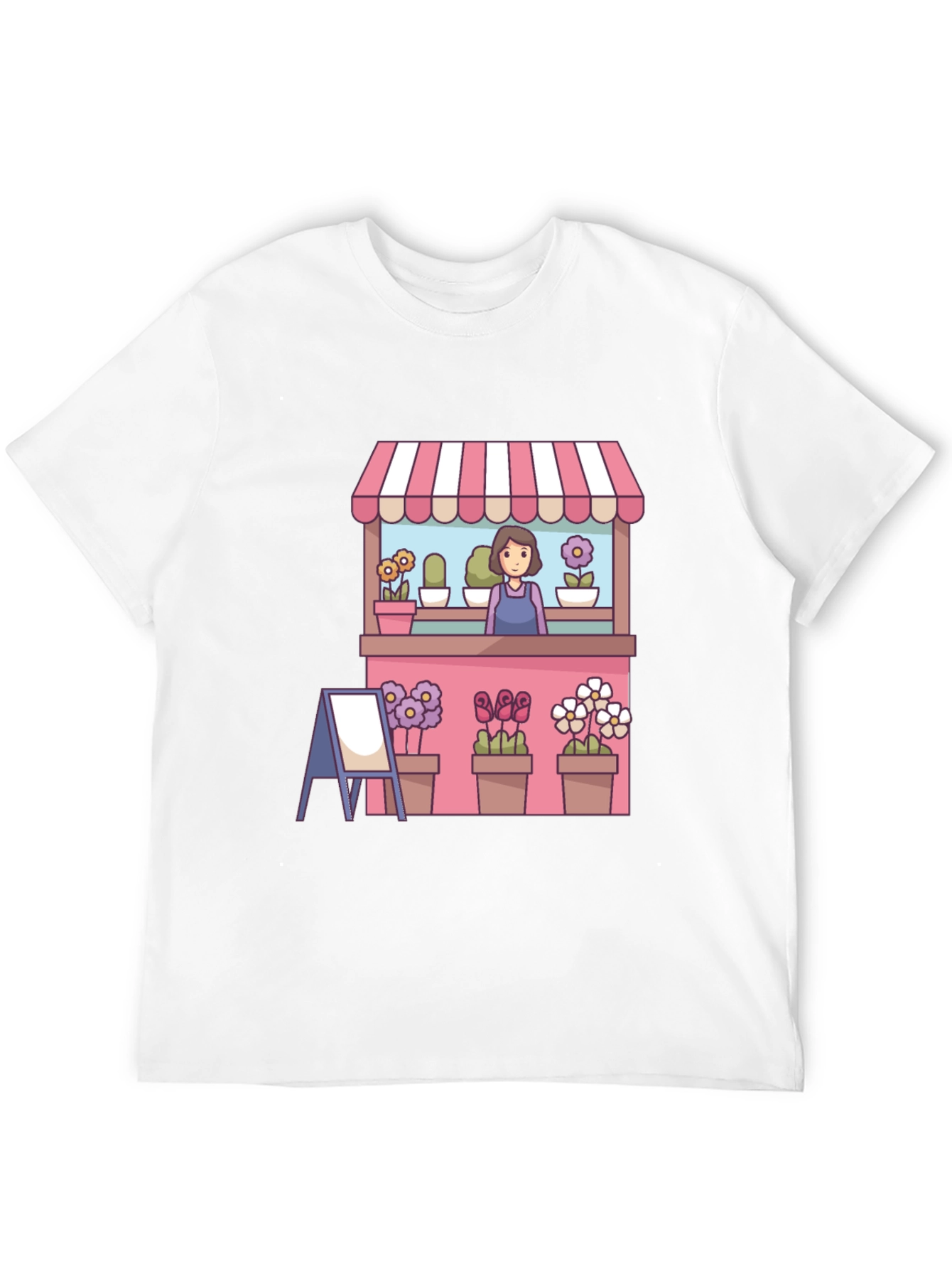 Black Florist Cartoon Graphic Tee - Black Casual T-Shirt view 12