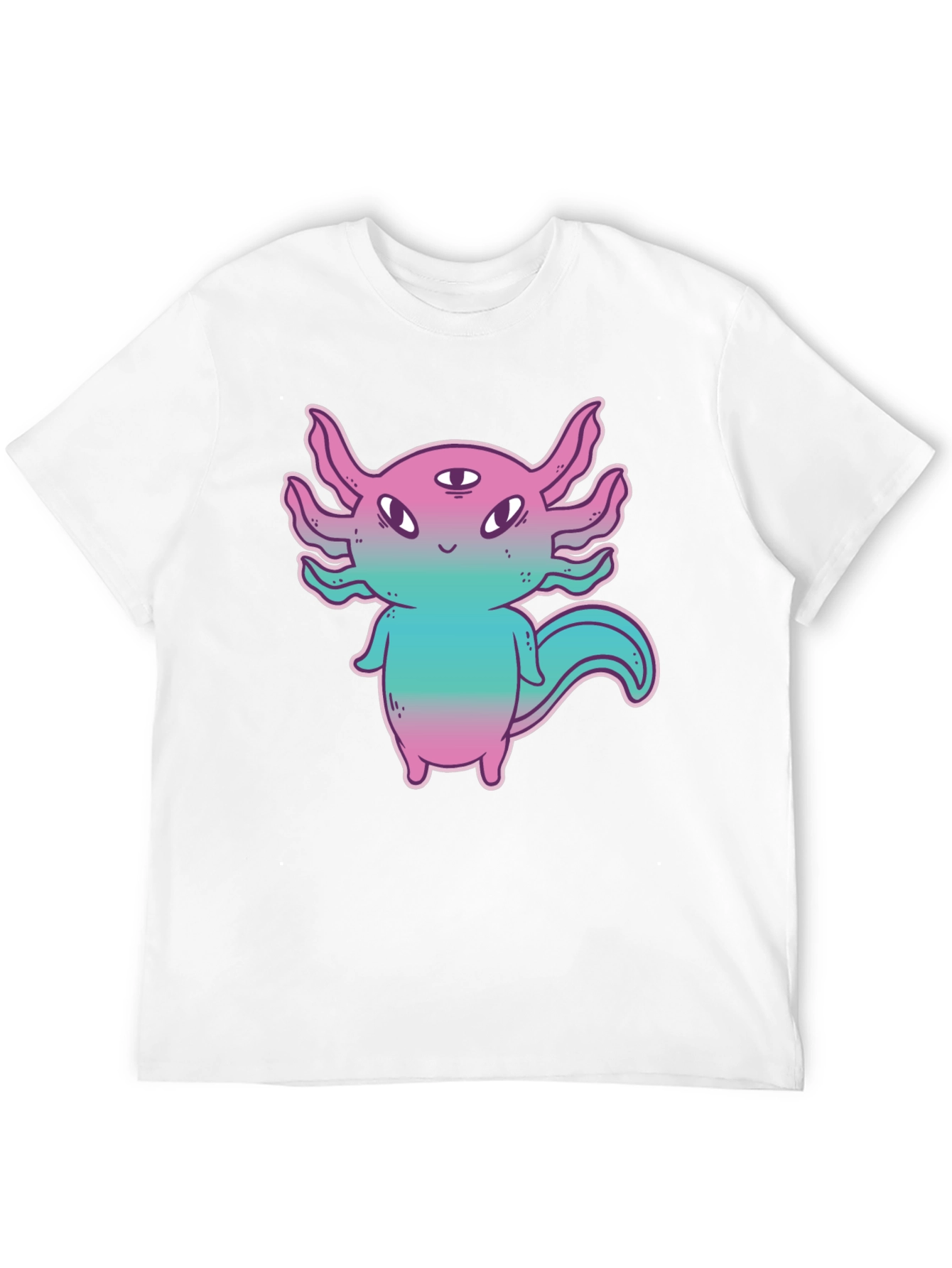 Black Axolotl Alien Graphic Tee - Funky 3-Eyed Amphibian Shirt view 12