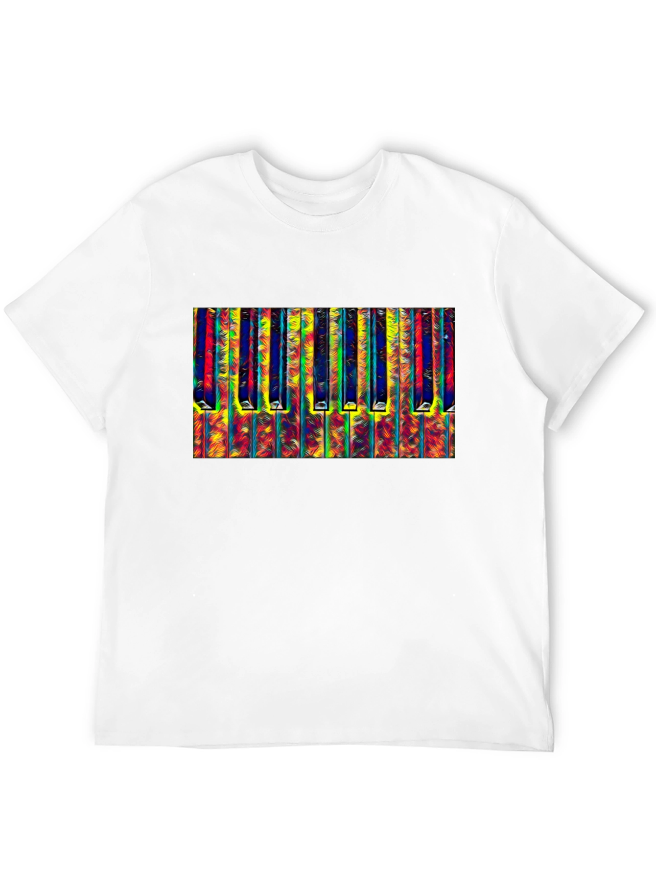 Black Abstract Piano Keys Graphic Tee - Black Cotton T-Shirt view 12